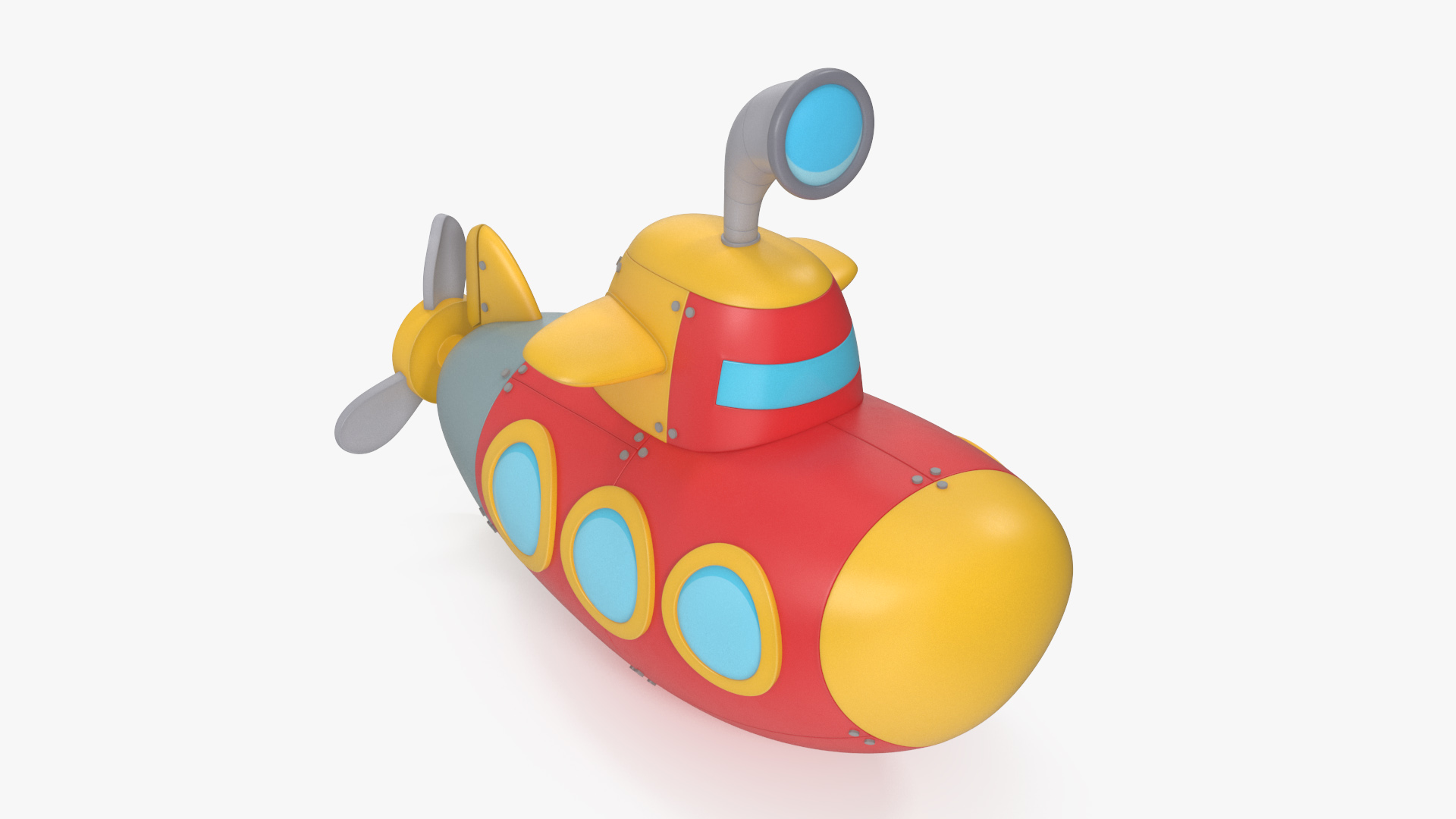 3D Cartoon Submarine Red