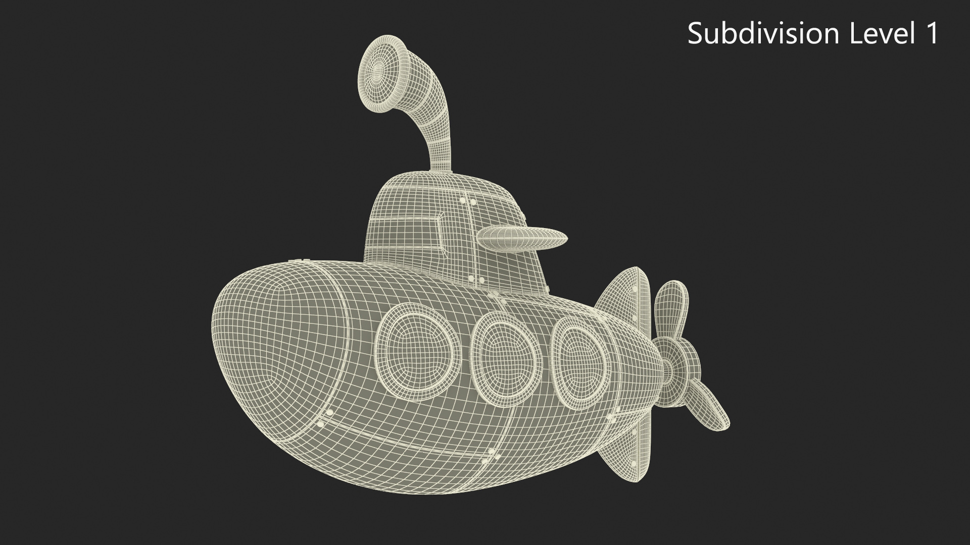 3D Cartoon Submarine Red