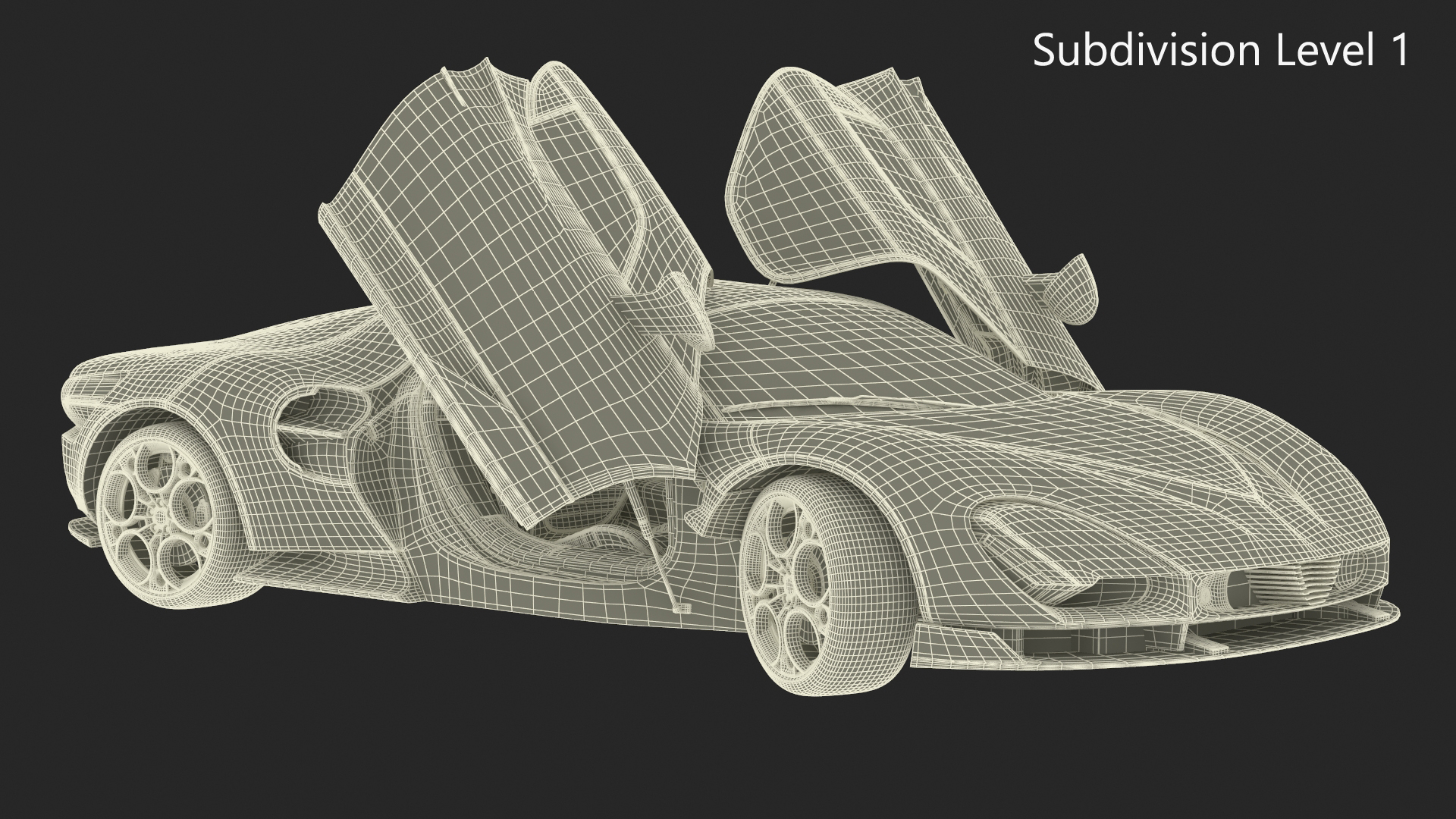 Luxurious Supercar Coupe Yellow Rigged for Maya 3D