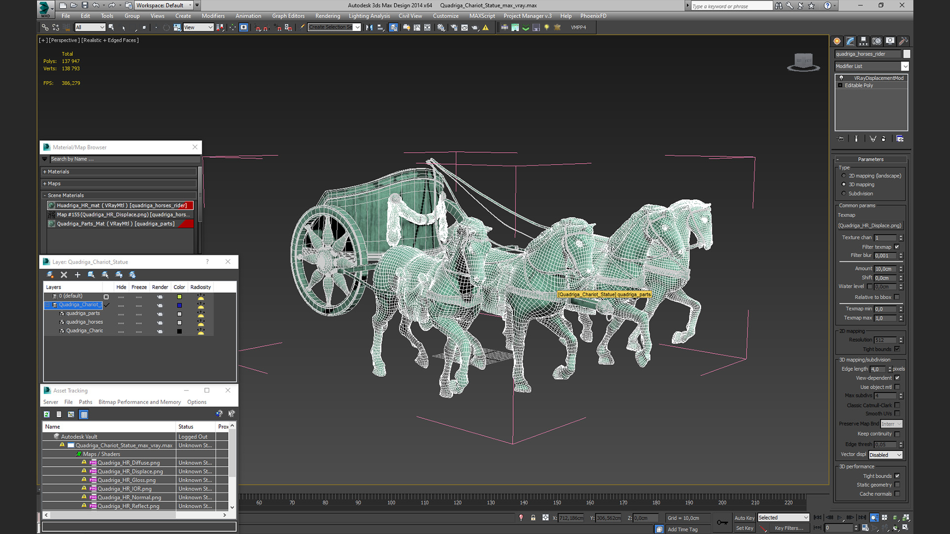 3D Quadriga Chariot Statue model