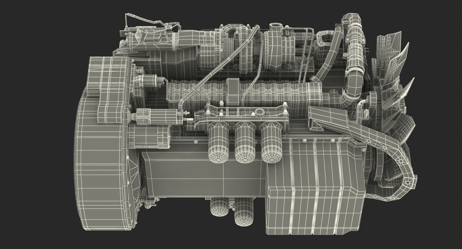 Mack Semi Truck Engine 3D