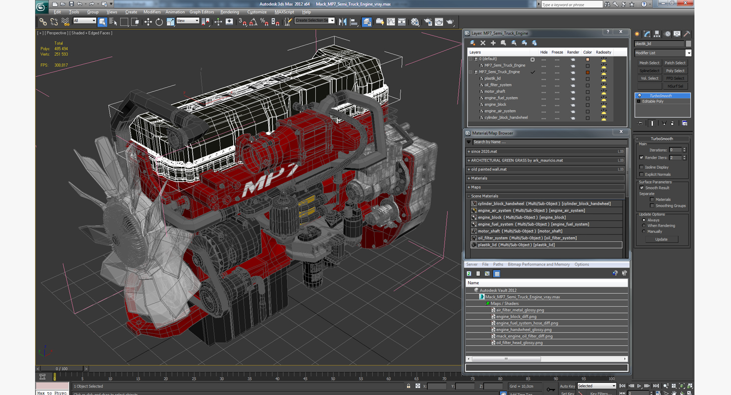 Mack Semi Truck Engine 3D