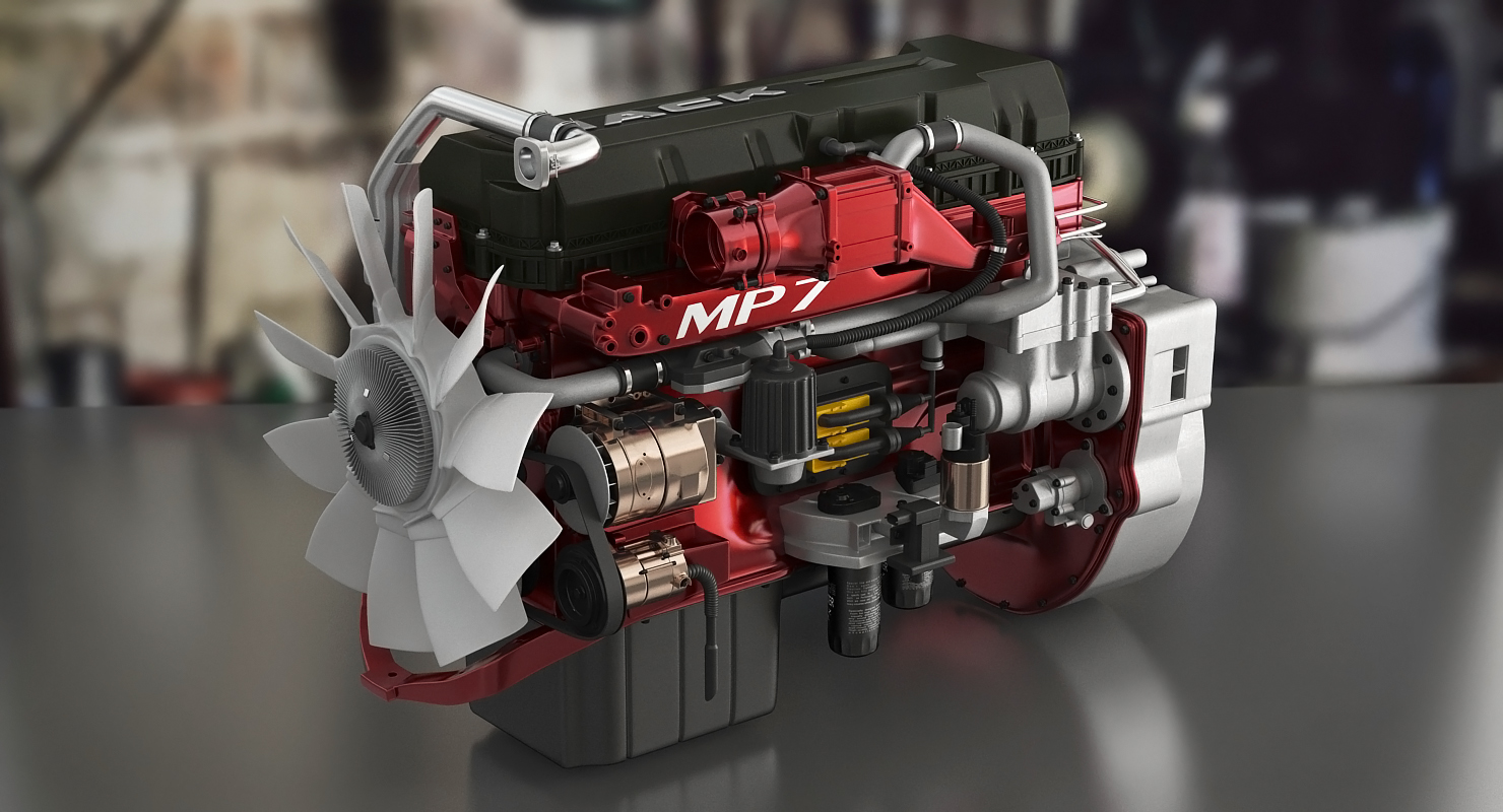 Mack Semi Truck Engine 3D