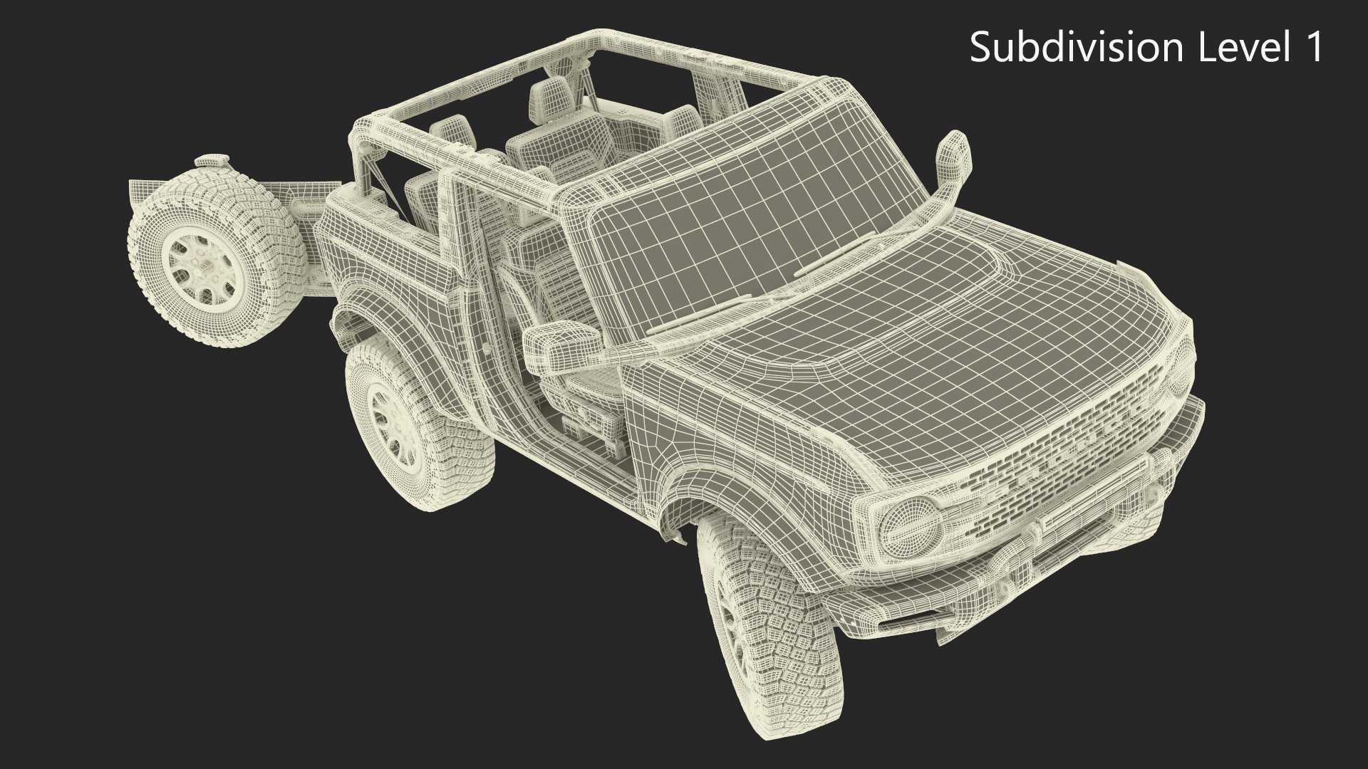 3D 4X4 Ford Bronco Two Door Cactus Gray Rigged model