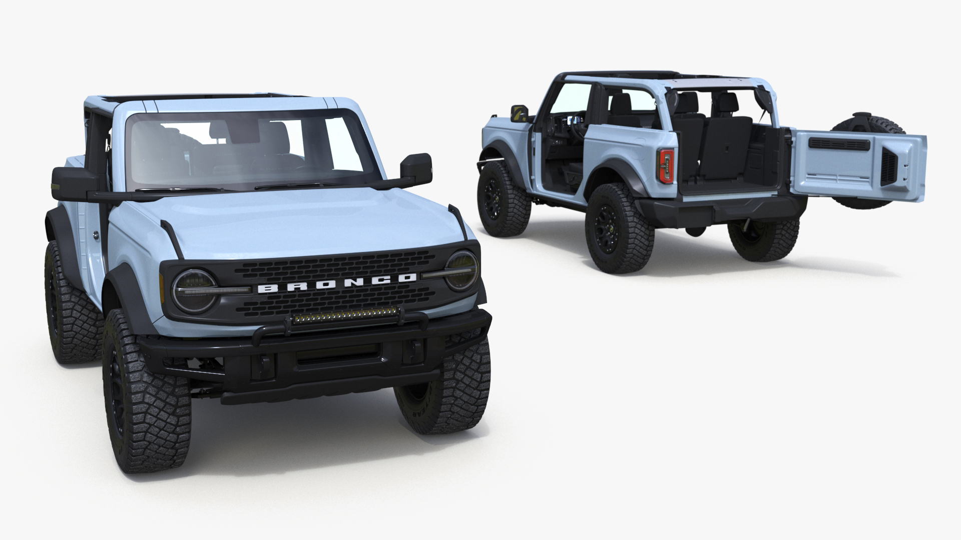 3D 4X4 Ford Bronco Two Door Cactus Gray Rigged model