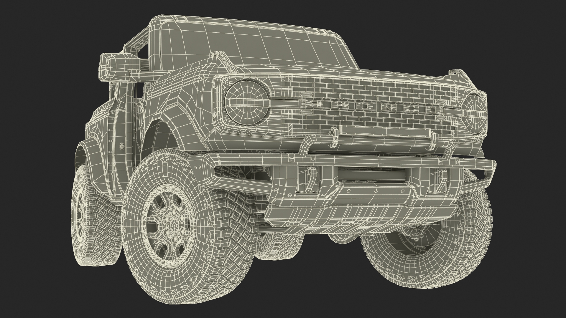 3D 4X4 Ford Bronco Two Door Cactus Gray Rigged model