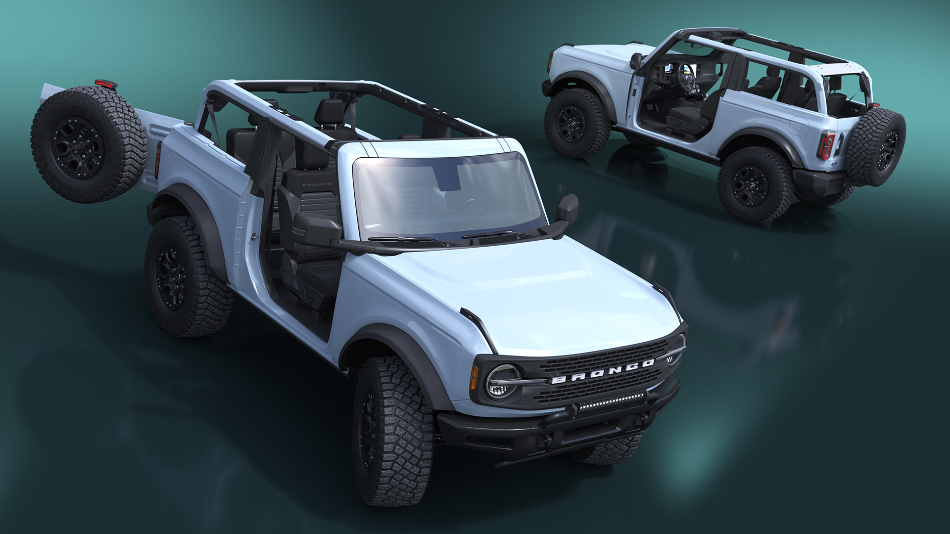 3D 4X4 Ford Bronco Two Door Cactus Gray Rigged model