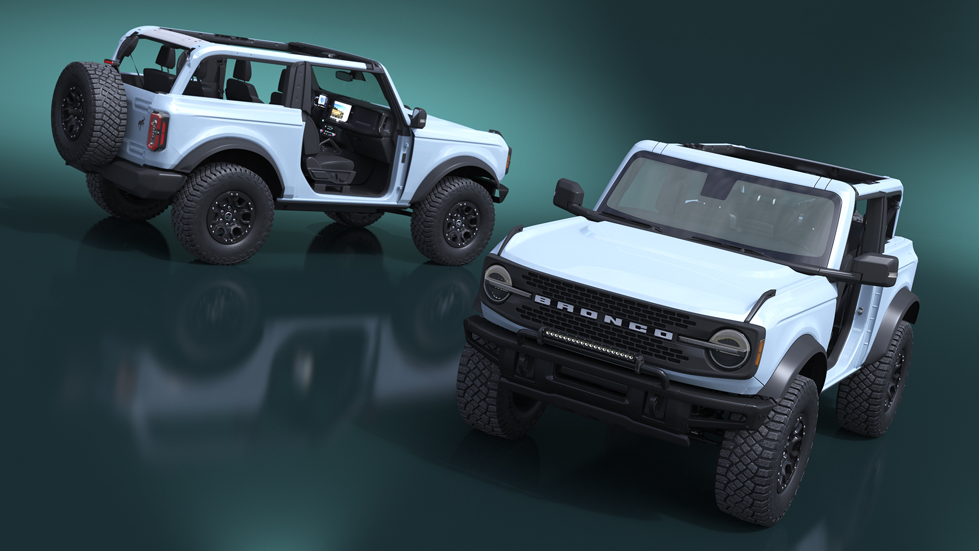 3D 4X4 Ford Bronco Two Door Cactus Gray Rigged model