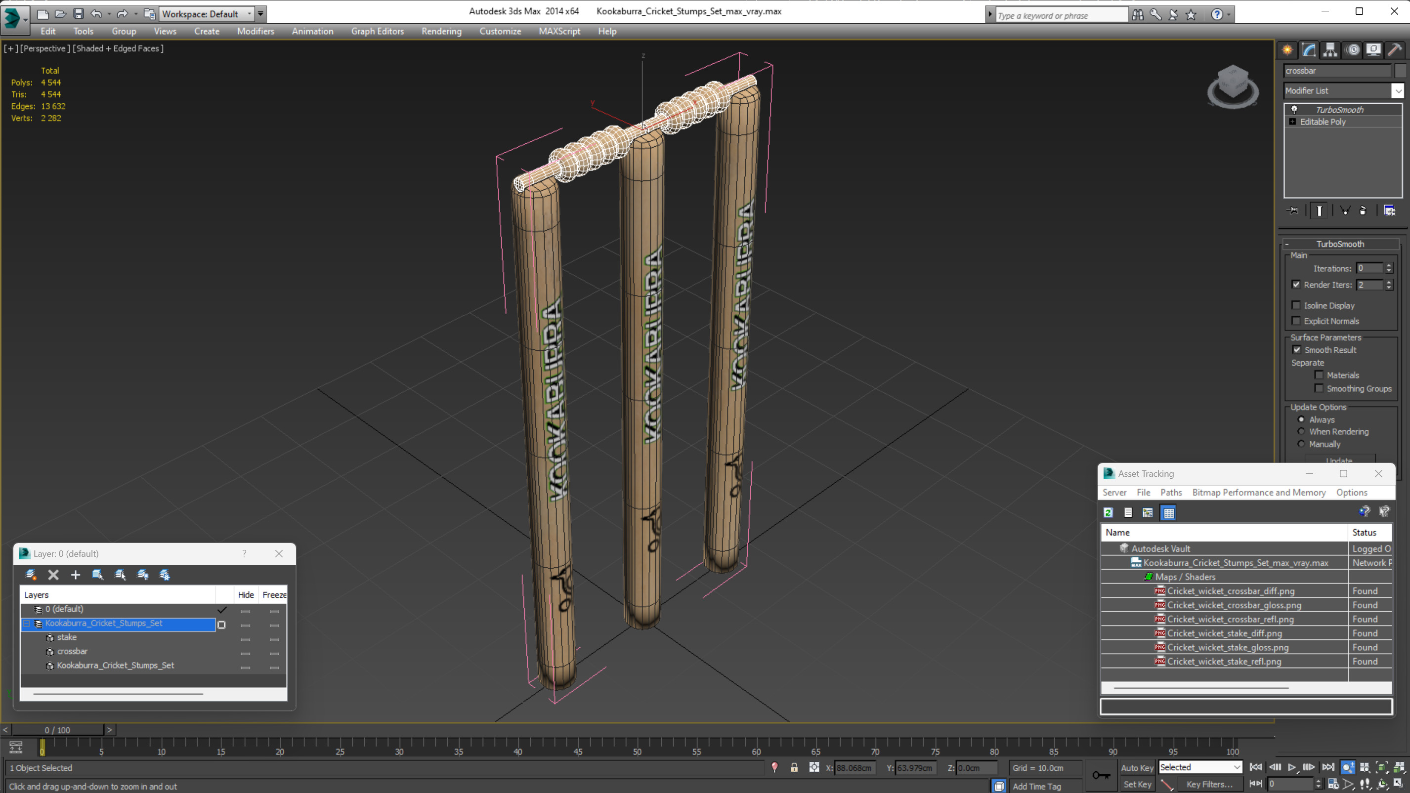 Kookaburra Cricket Stumps Set 3D model