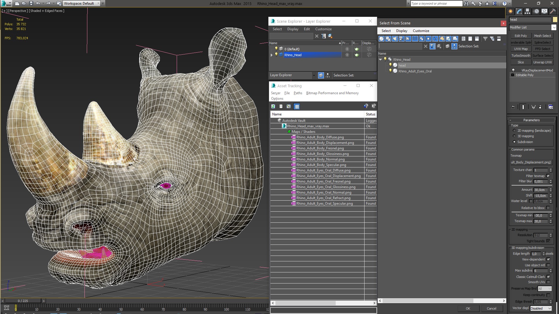 3D model Rhino Head