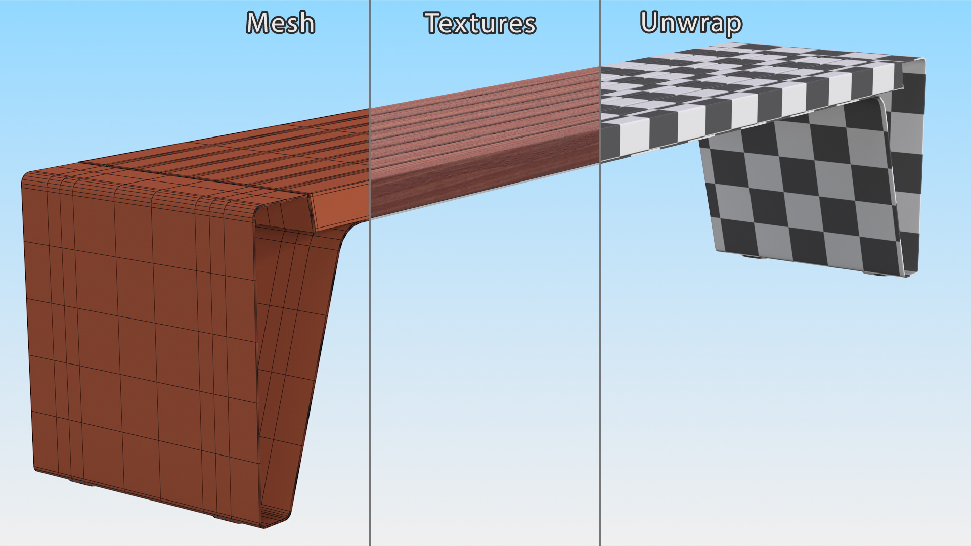 3D Steel Park Bench Radium model