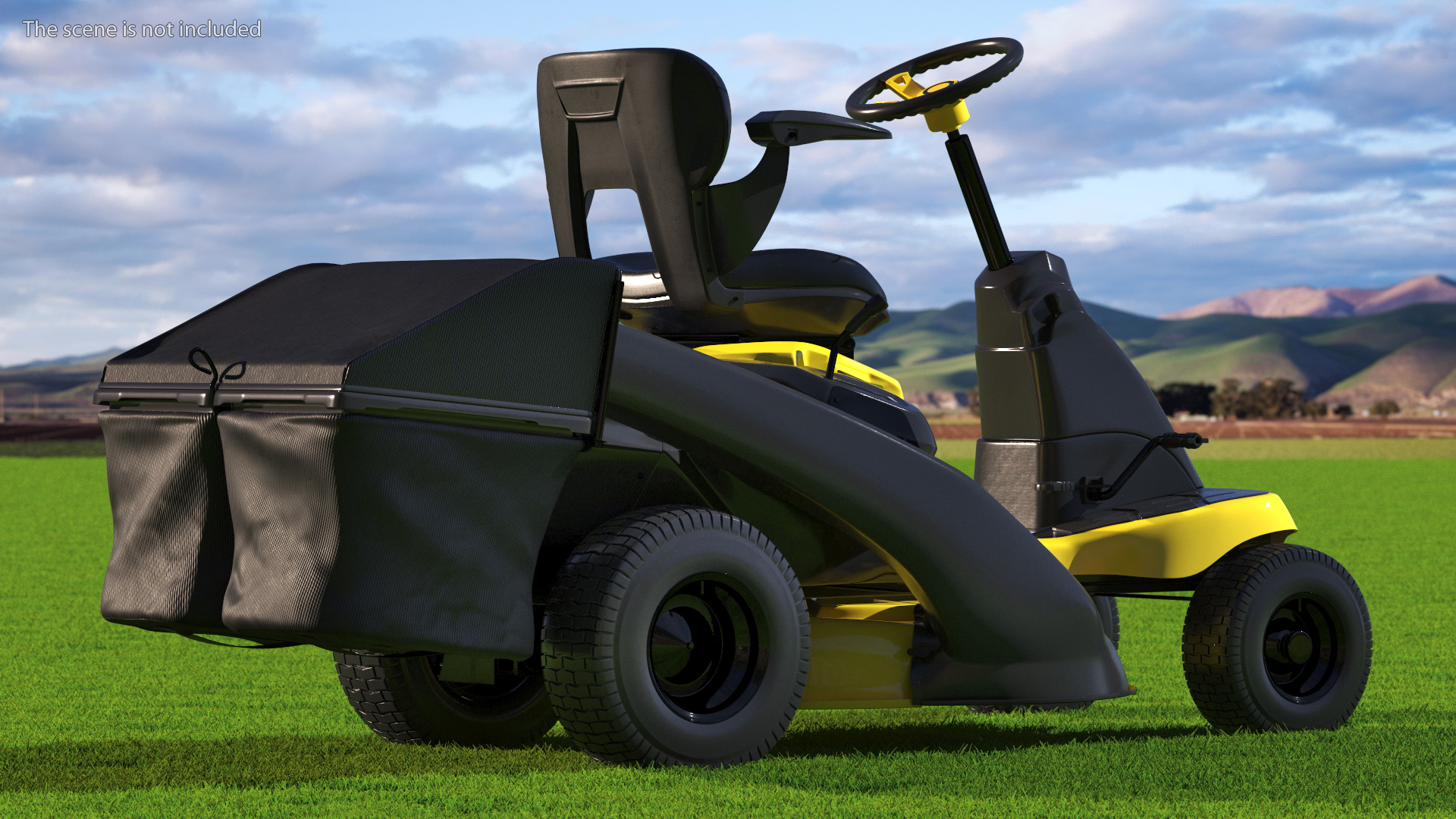 3D Electric Riding Lawn Mower with Bagger model