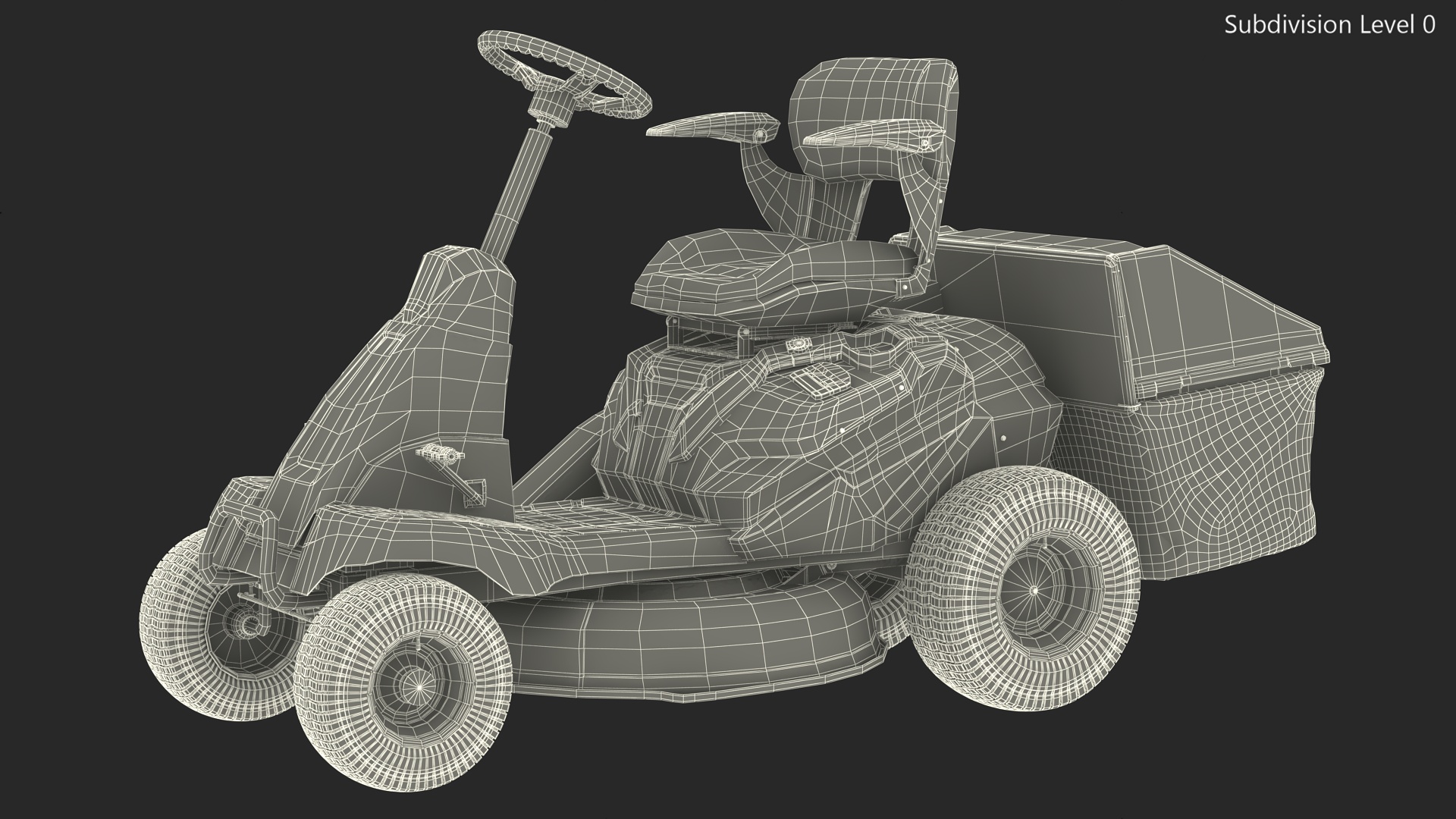 3D Electric Riding Lawn Mower with Bagger model