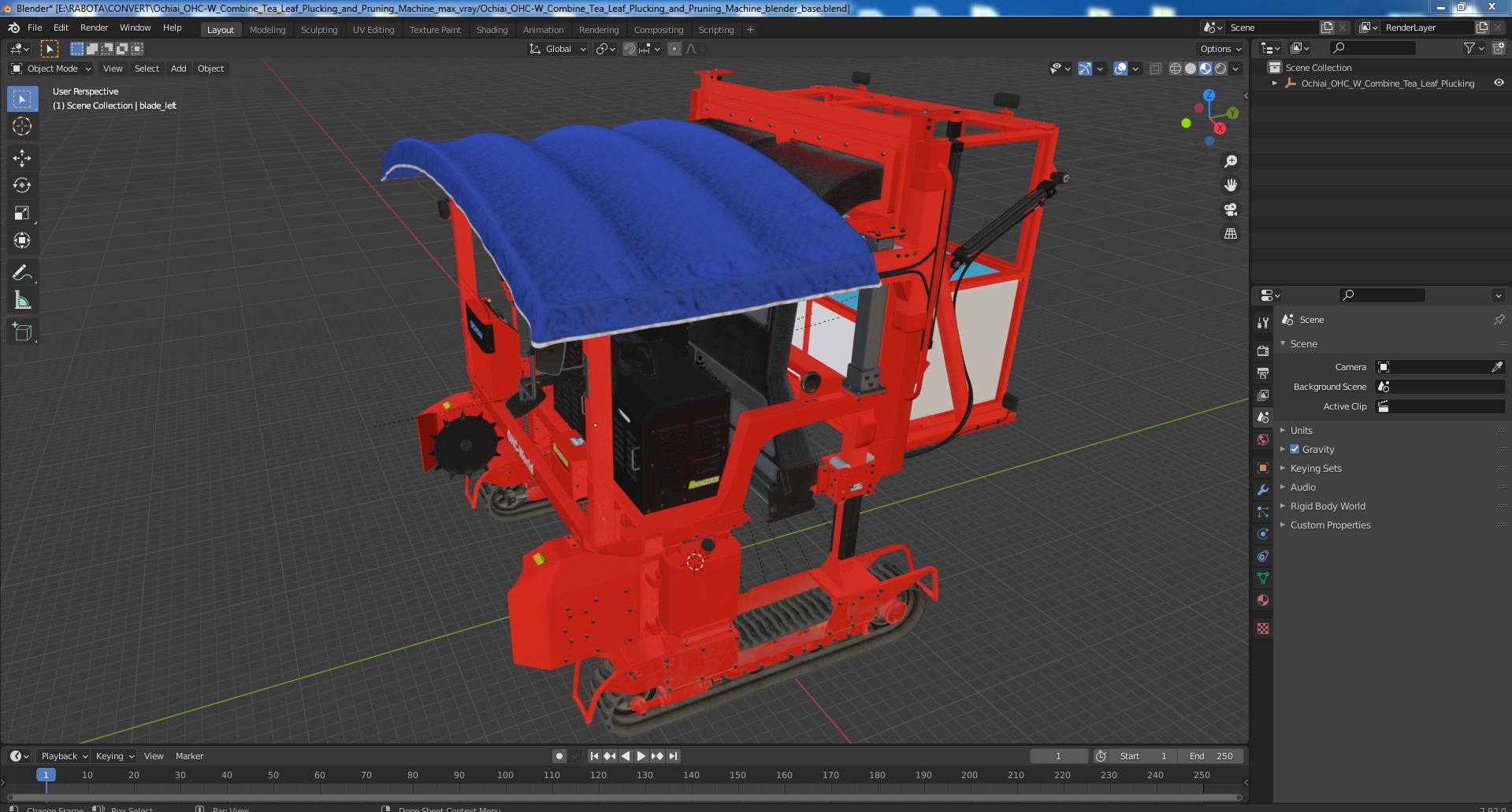 3D Ochiai OHC-W Combine Tea Leaf Plucking and Pruning Machine model