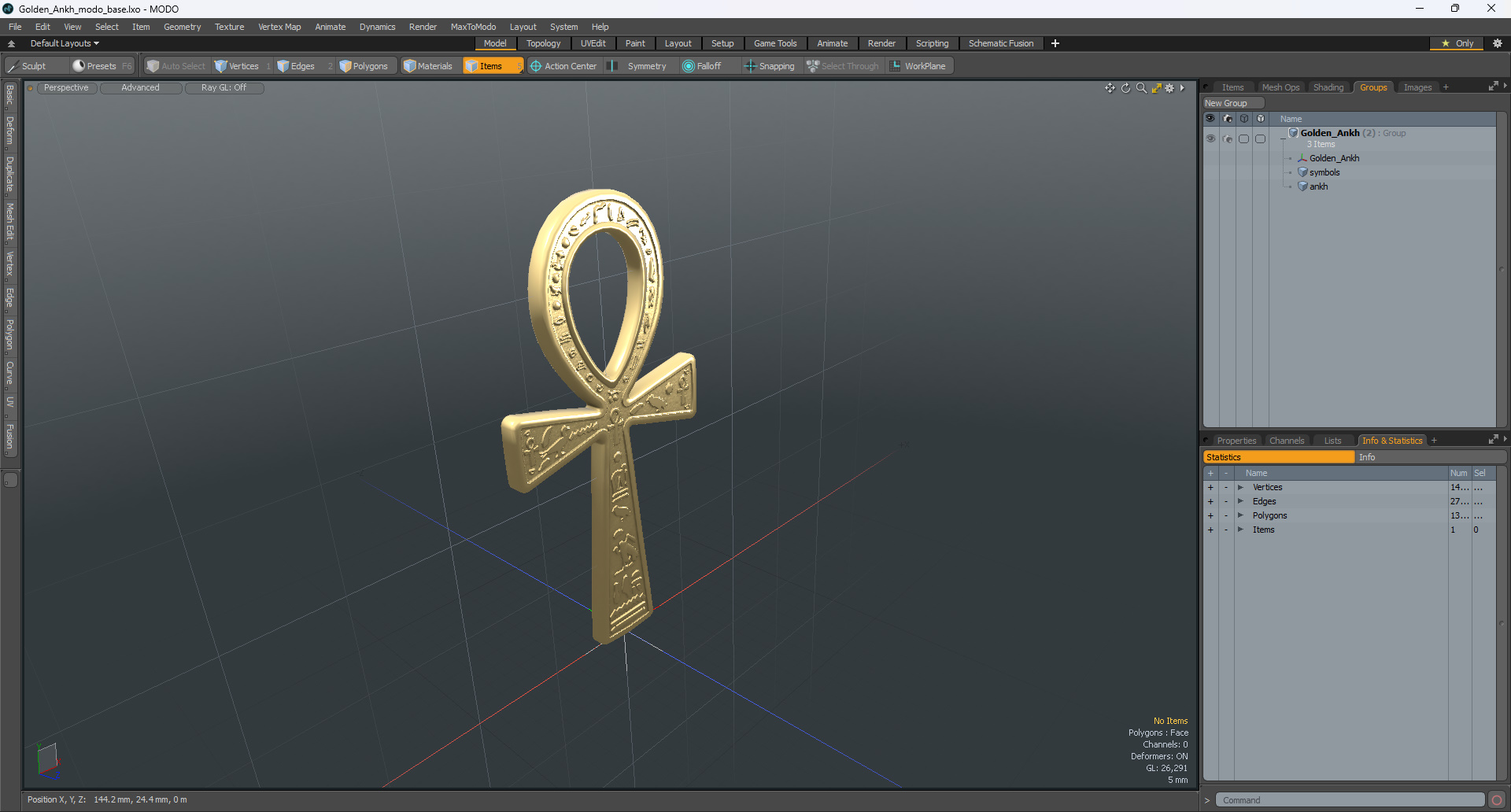 3D Golden Ankh