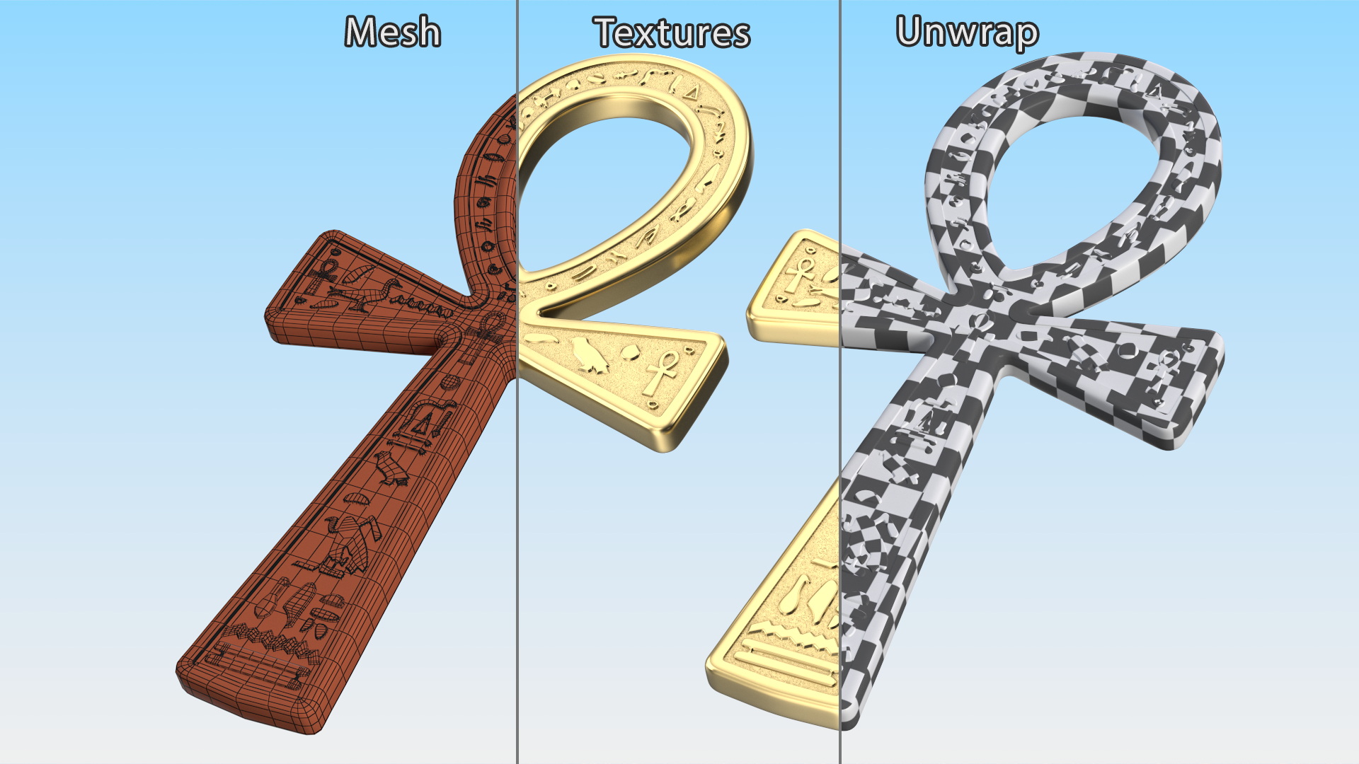 3D Golden Ankh