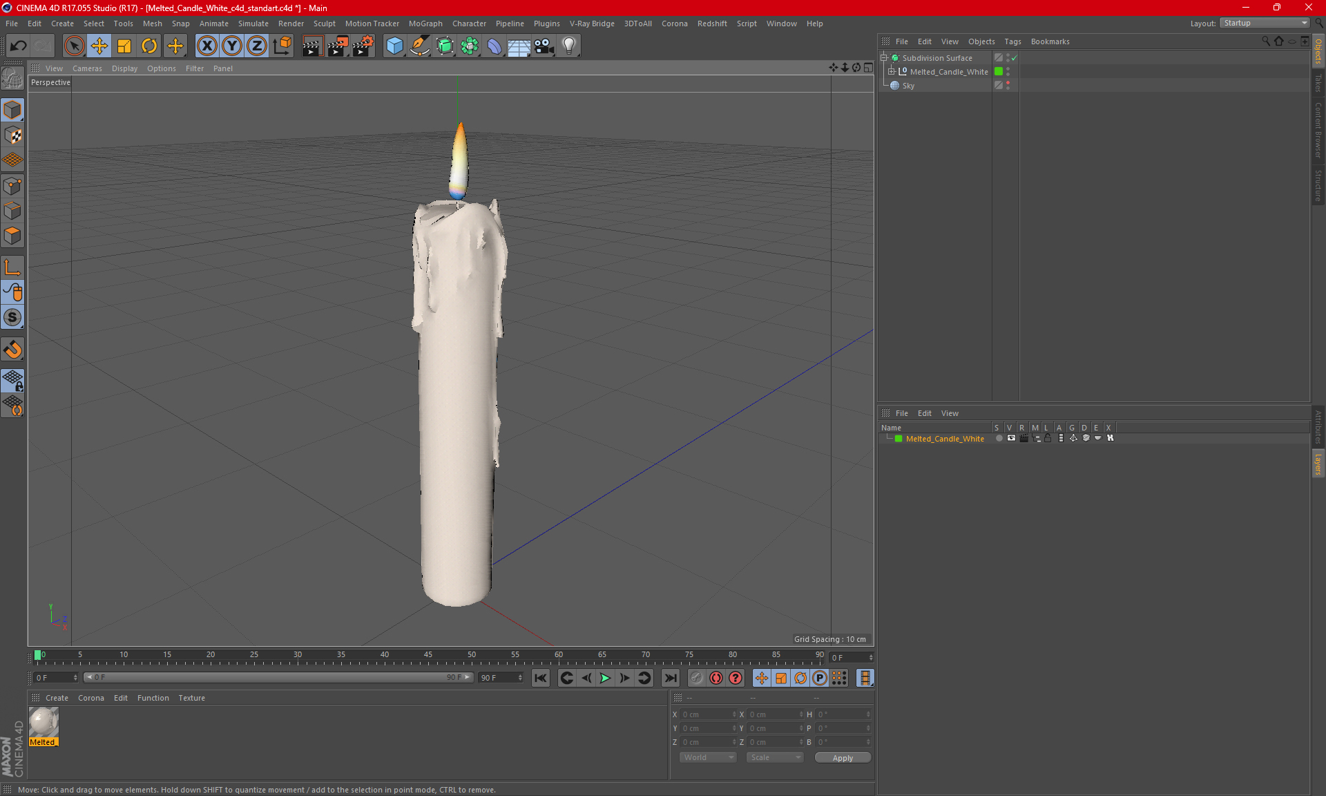 Melted Candle White 3D model