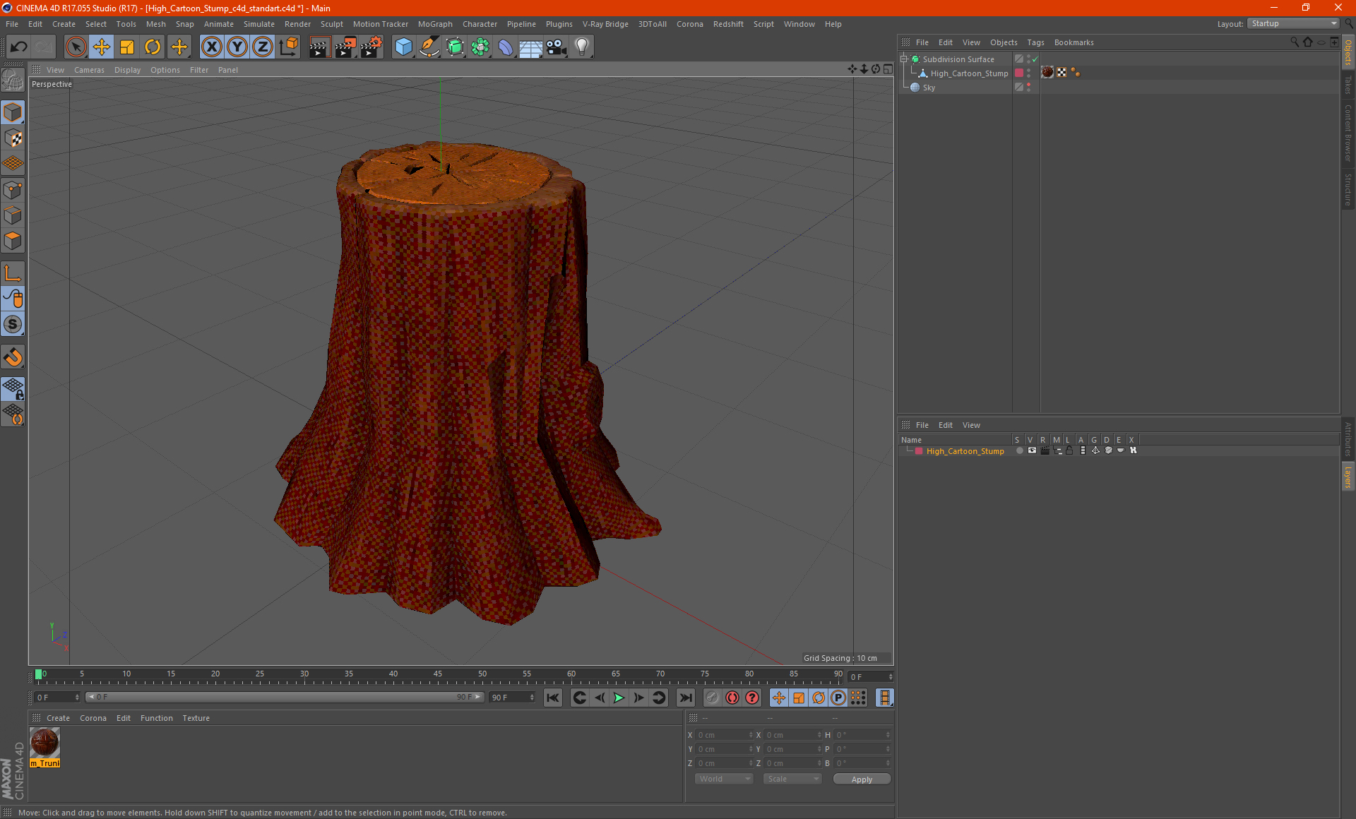 3D High Cartoon Stump model