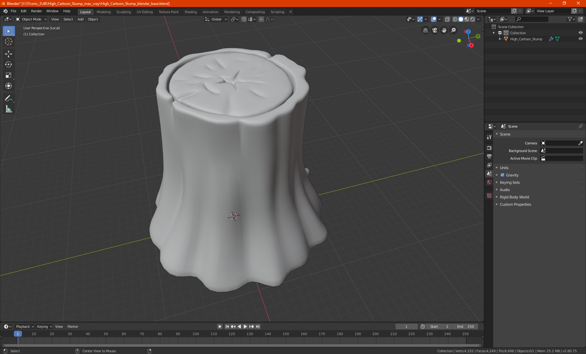 3D High Cartoon Stump model