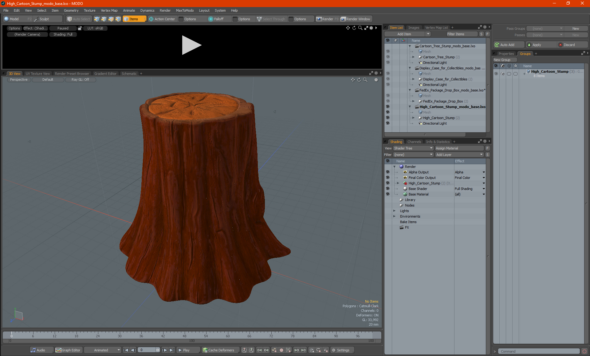 3D High Cartoon Stump model