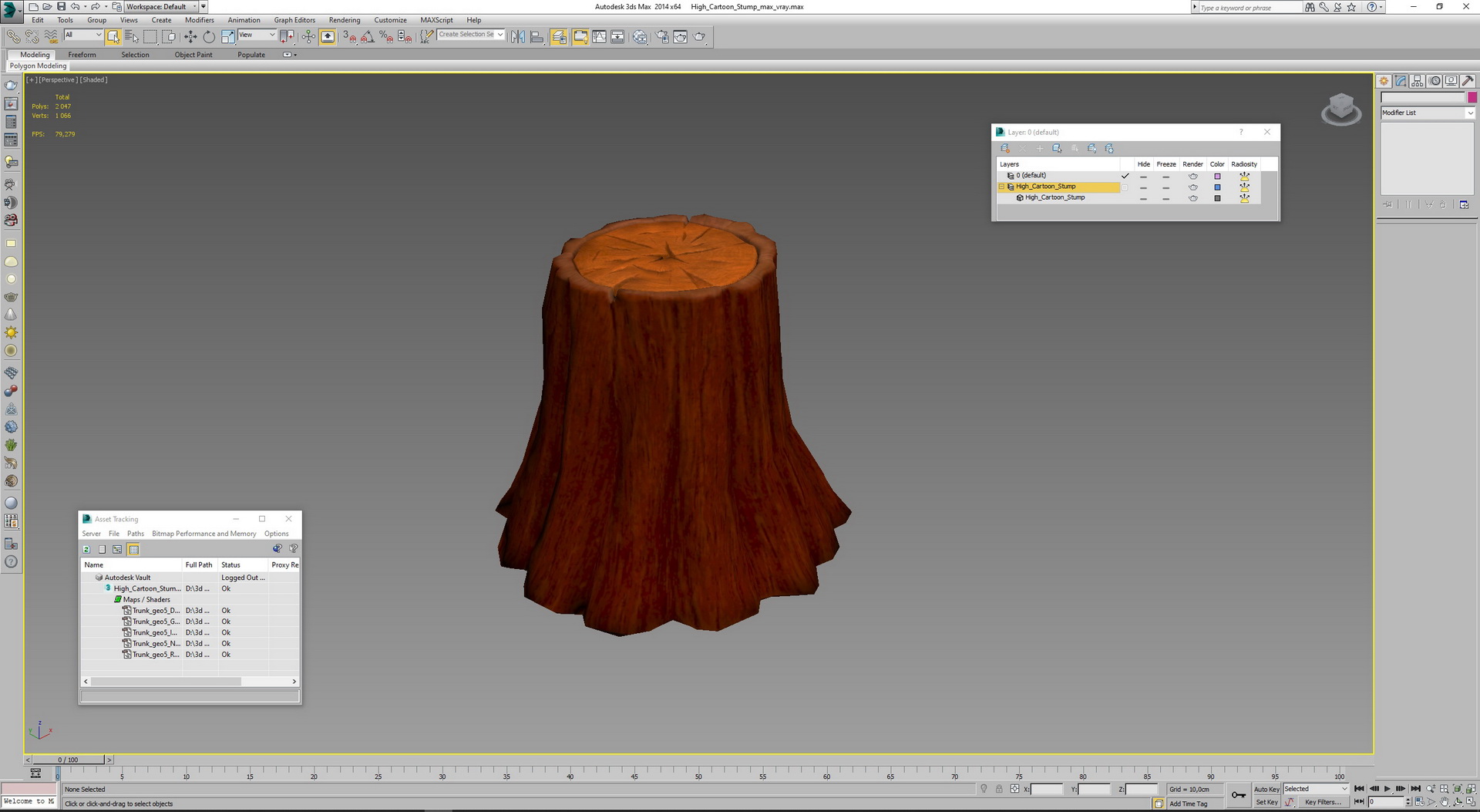 3D High Cartoon Stump model