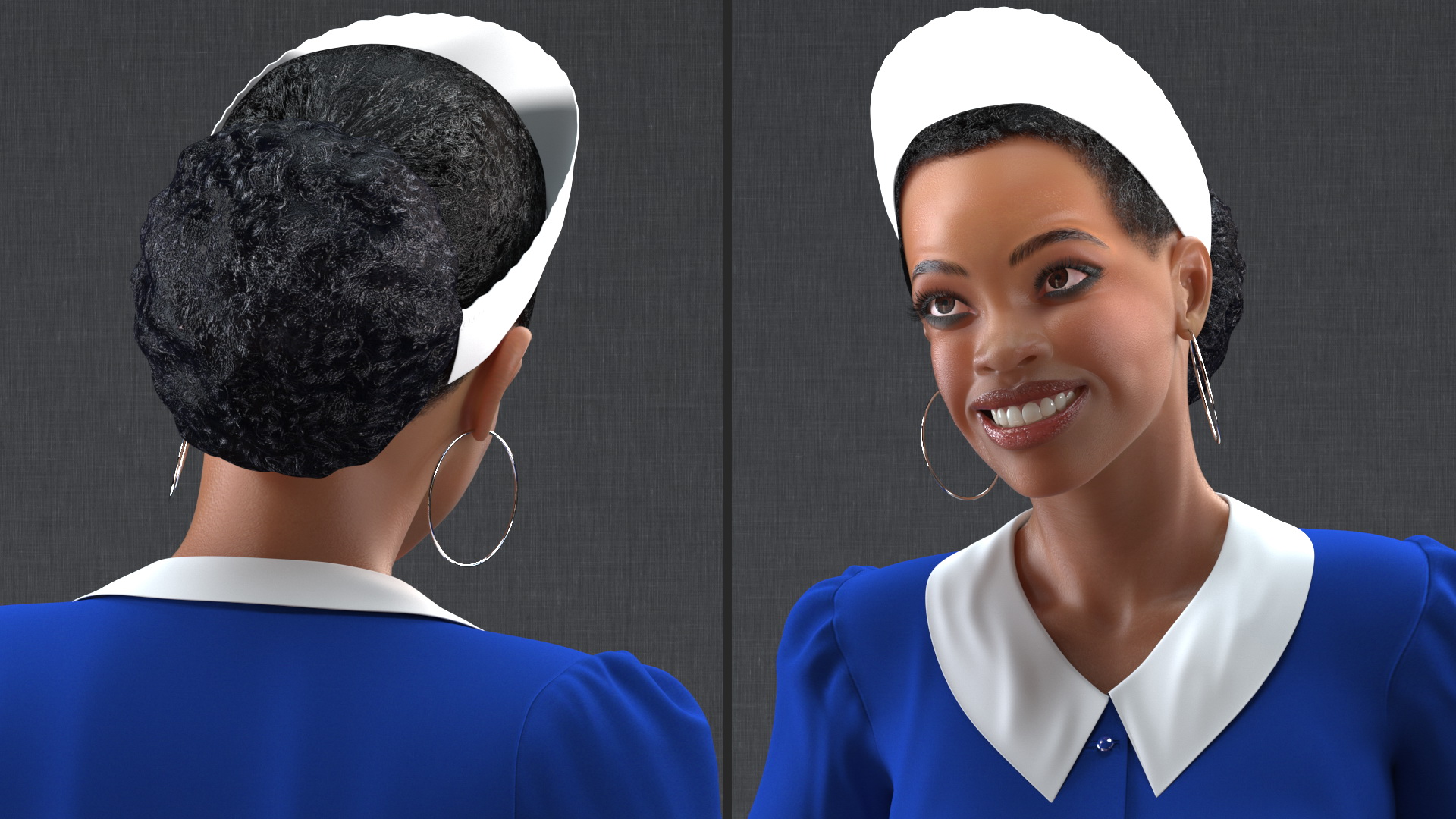 3D Light Skin Black Maid