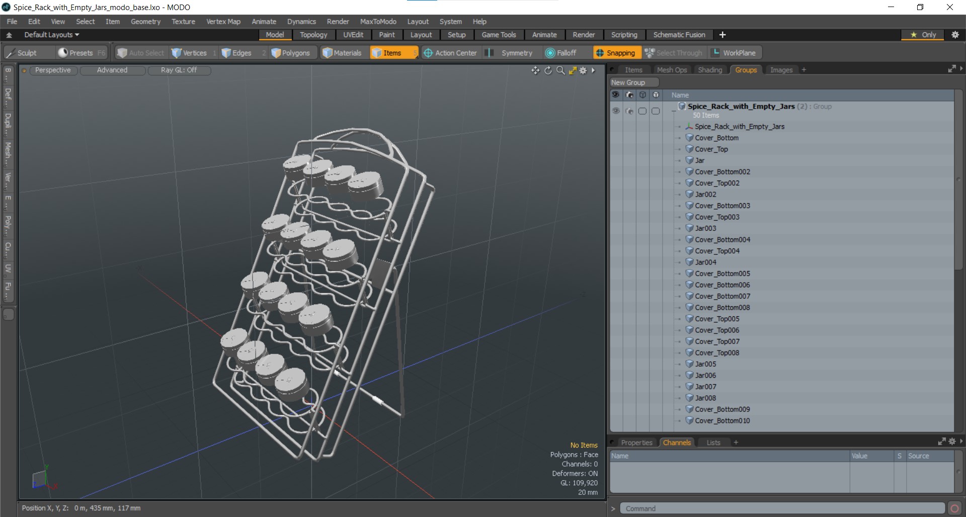 3D Spice Rack with Empty Jars