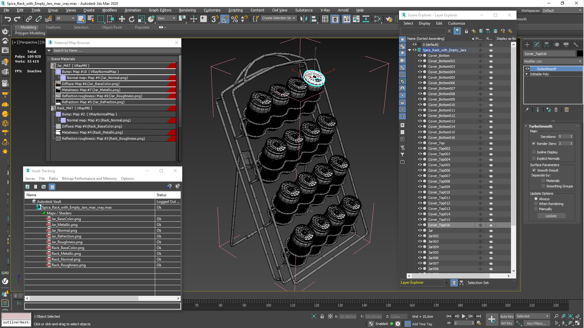 3D Spice Rack with Empty Jars