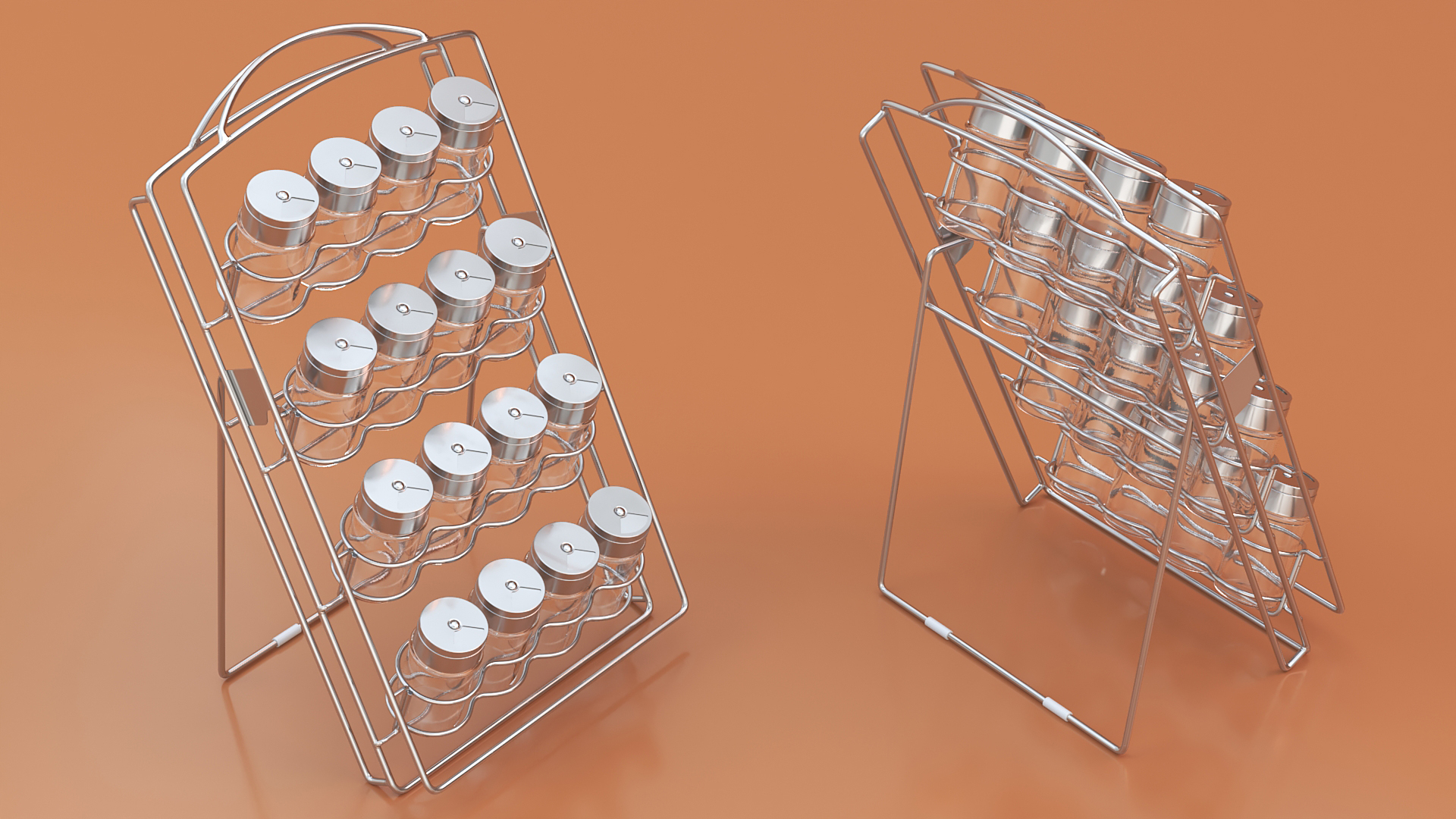 3D Spice Rack with Empty Jars