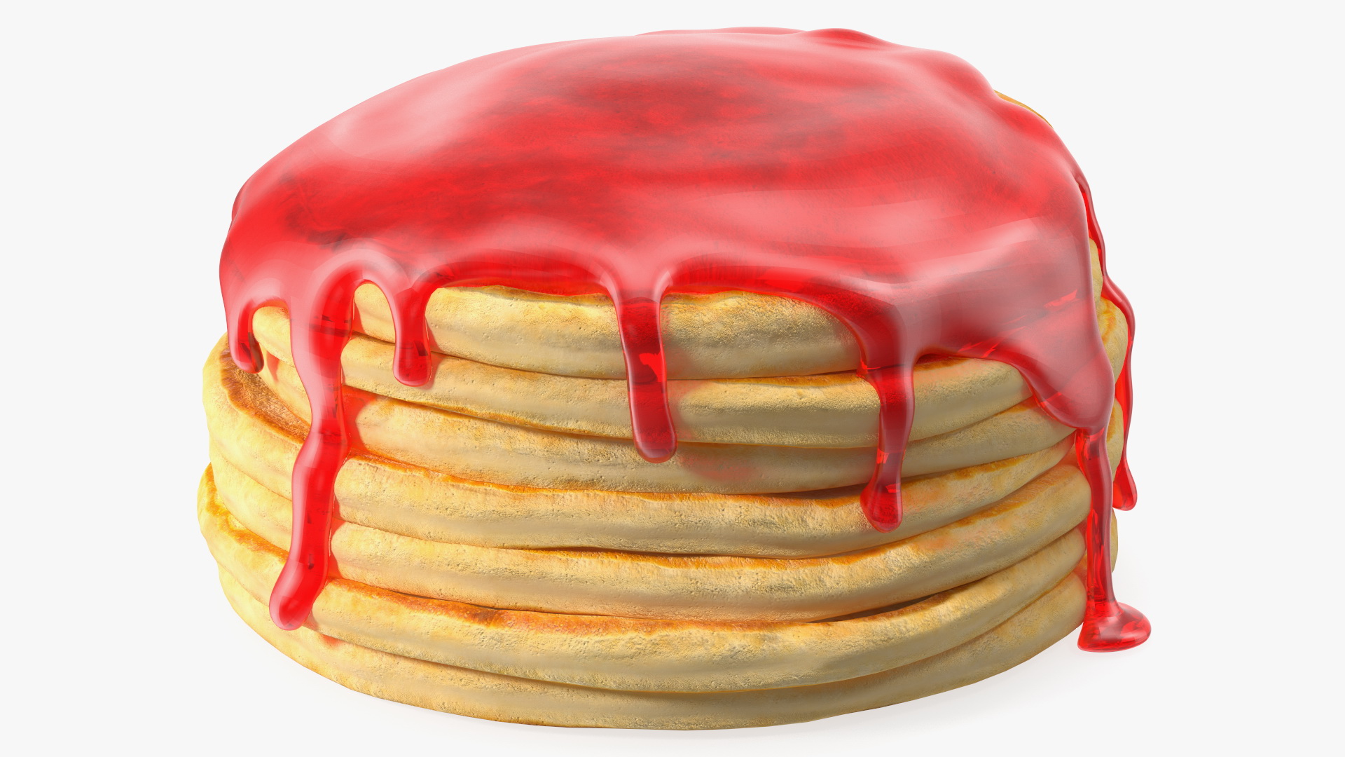 Pancakes Poured with Strawberry Syrup 3D