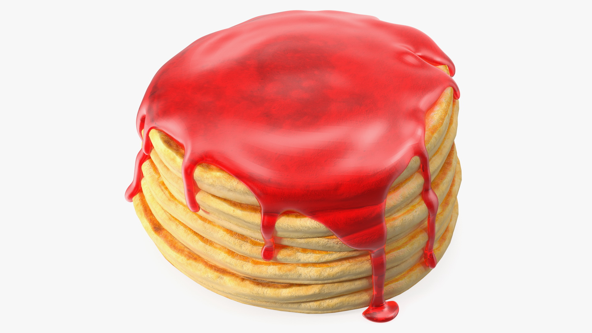 Pancakes Poured with Strawberry Syrup 3D