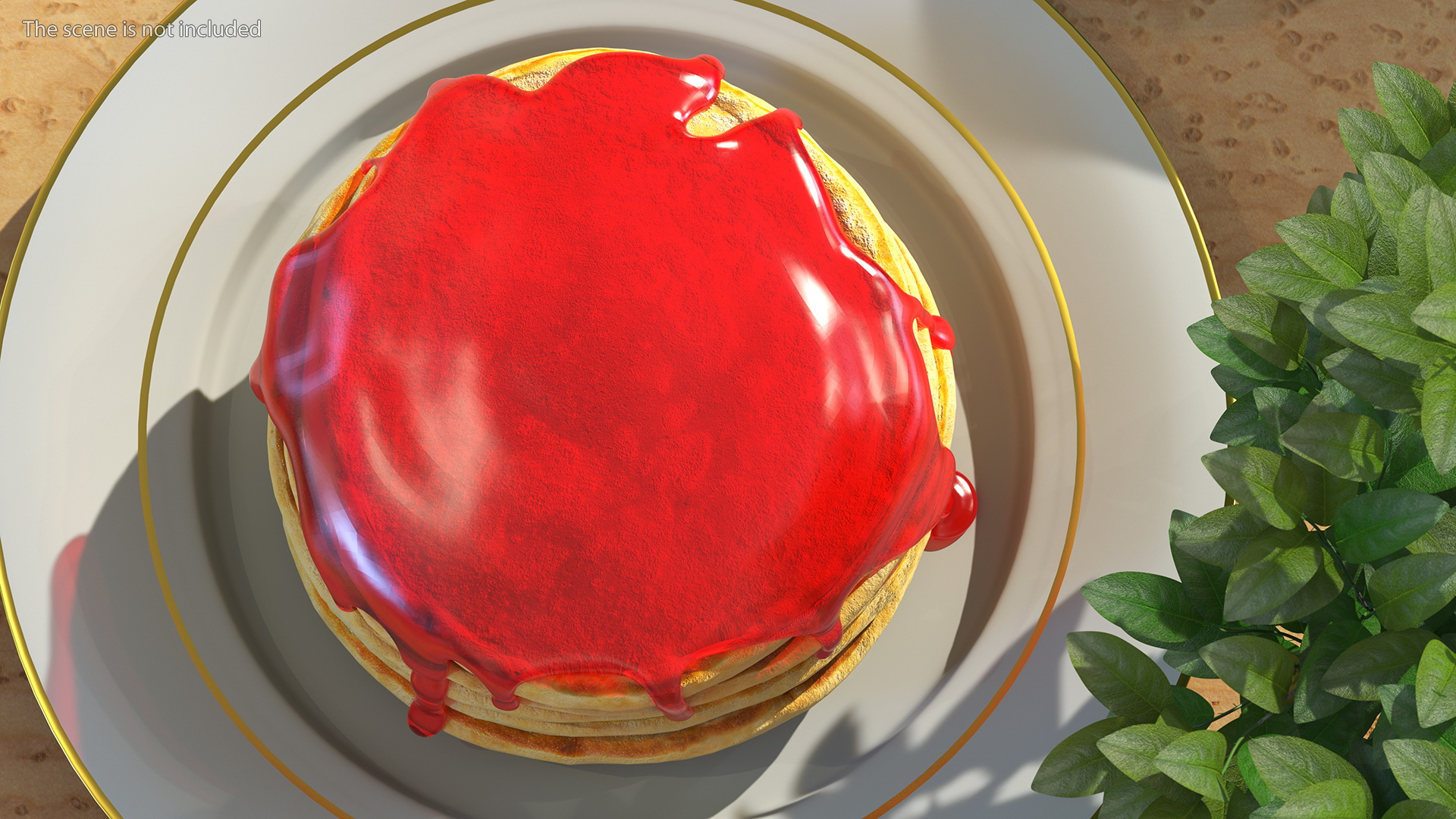 Pancakes Poured with Strawberry Syrup 3D