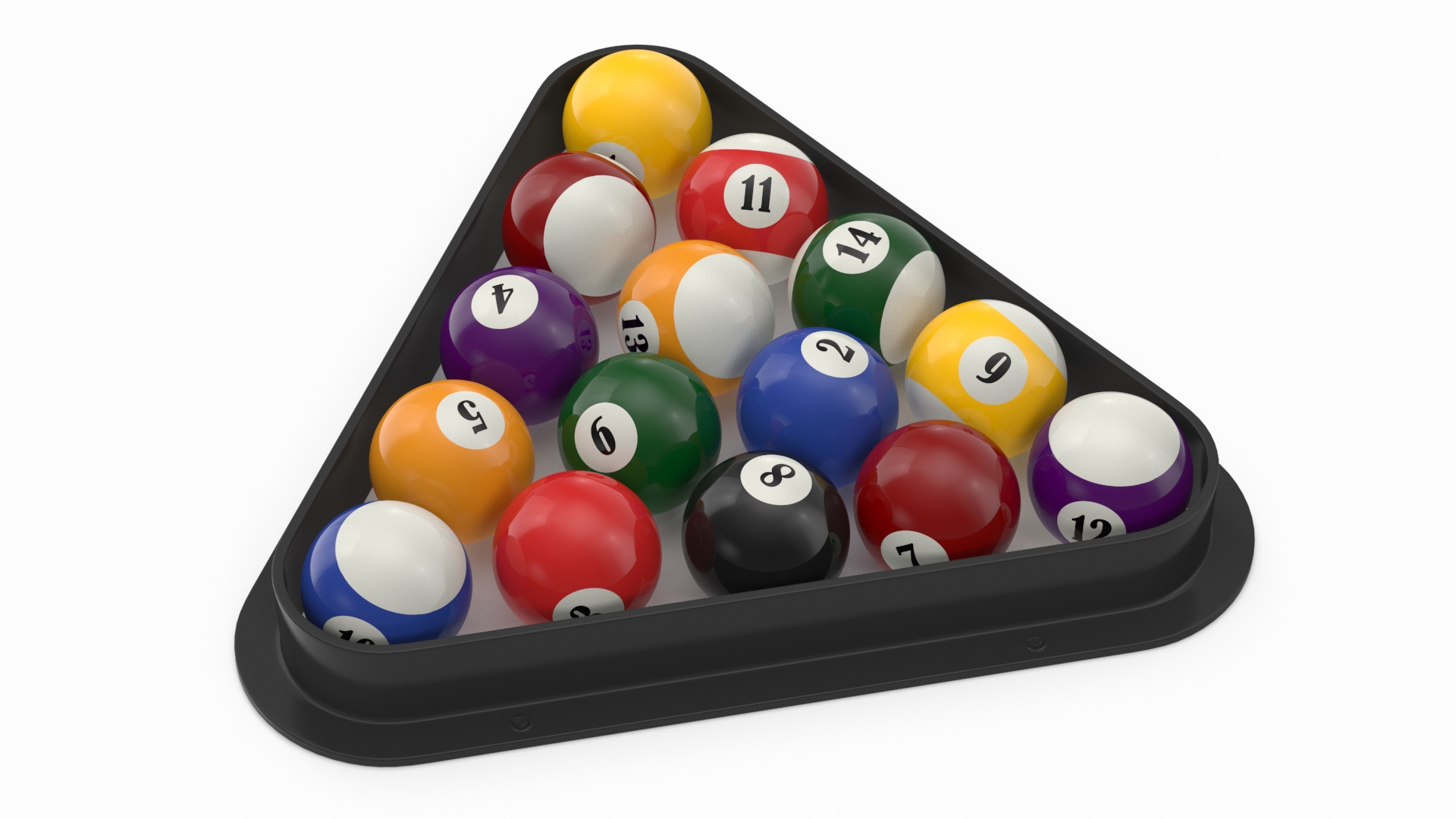 3D model Billiard Balls Set in Triangle Rack