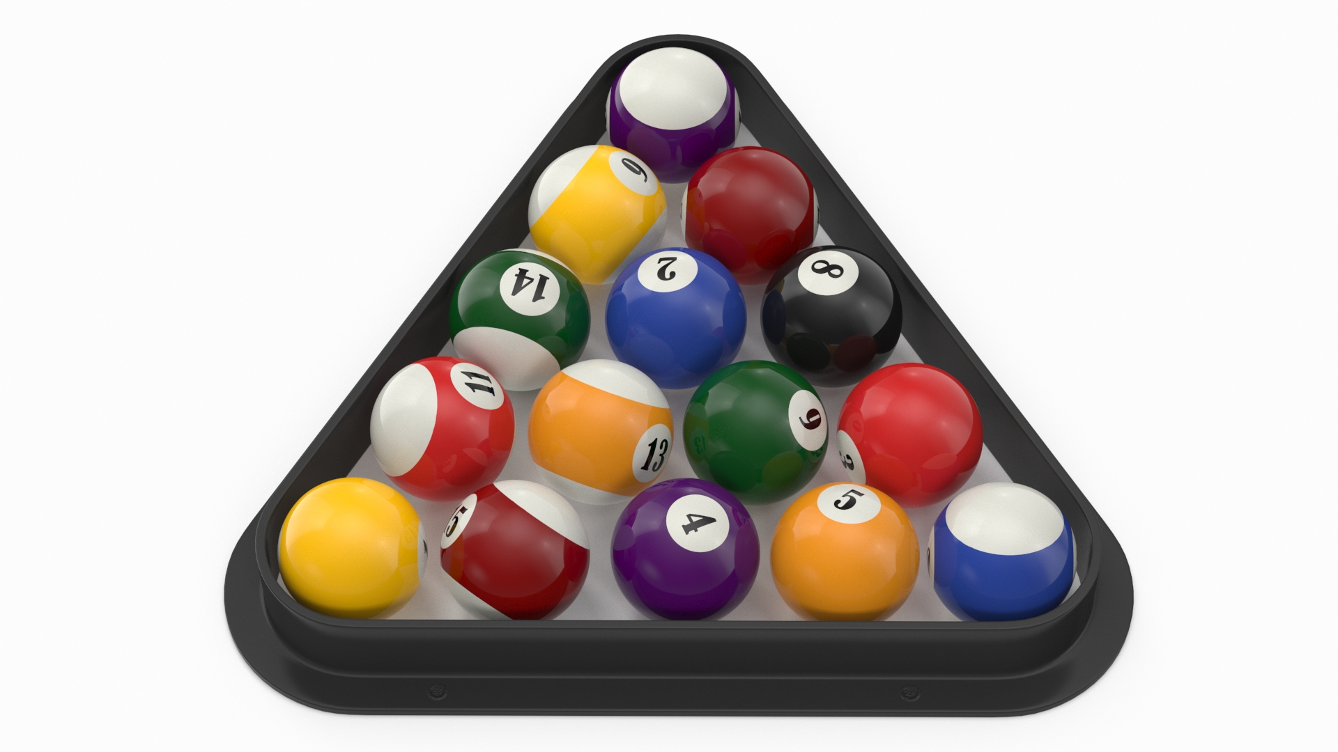 3D model Billiard Balls Set in Triangle Rack