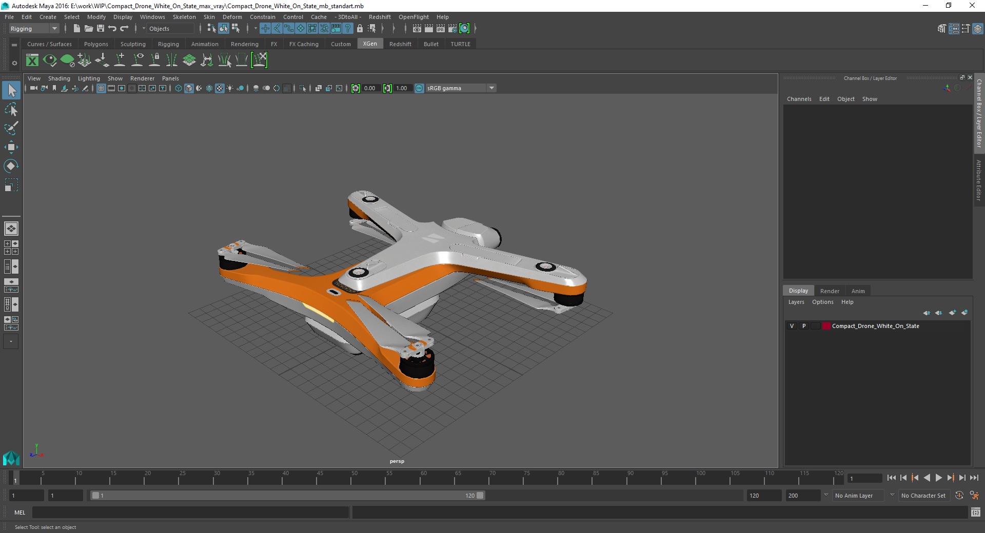 3D Compact Drone White On State model