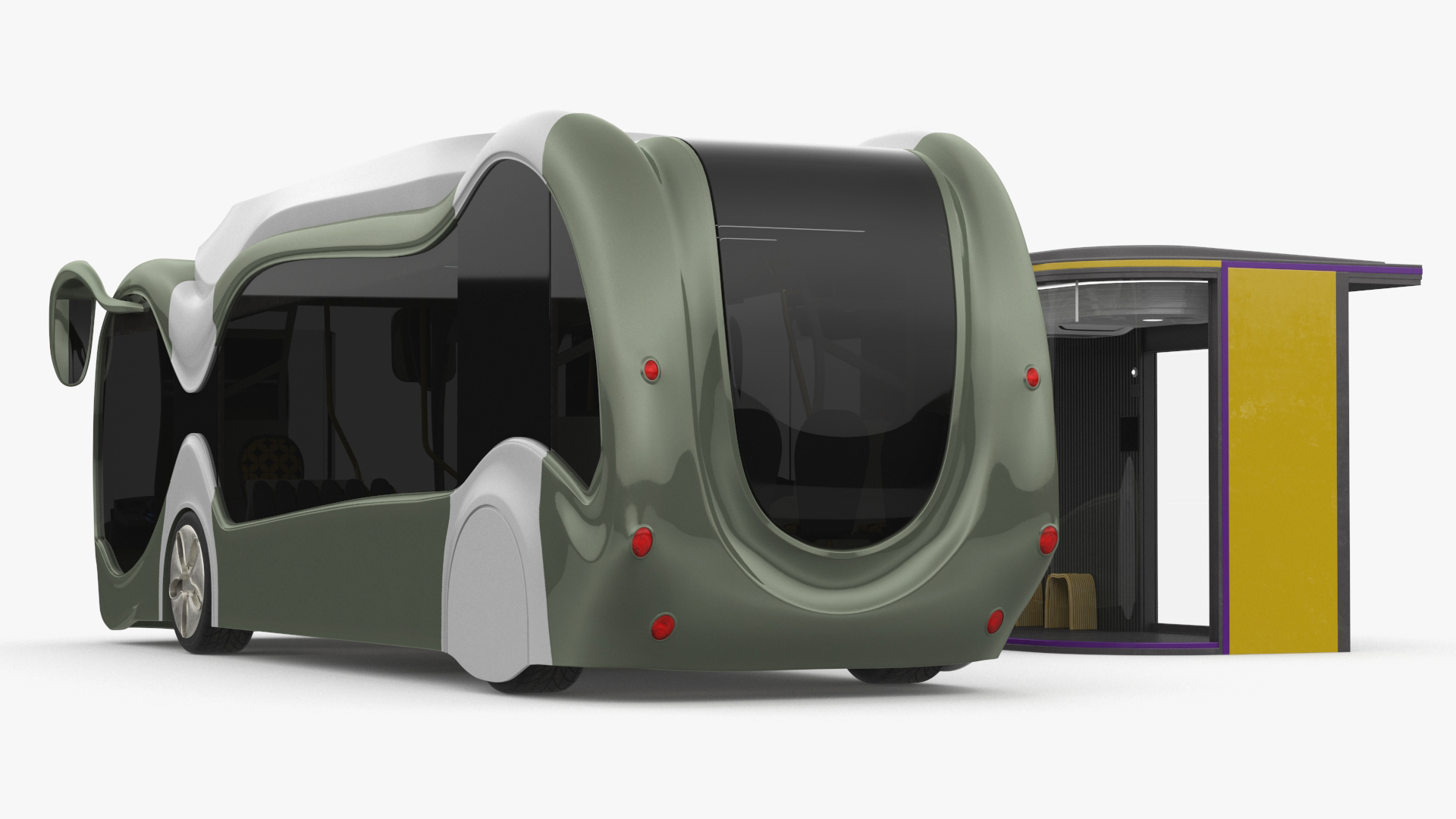 Futuristic Electric Bus at a Smart Stop 3D model