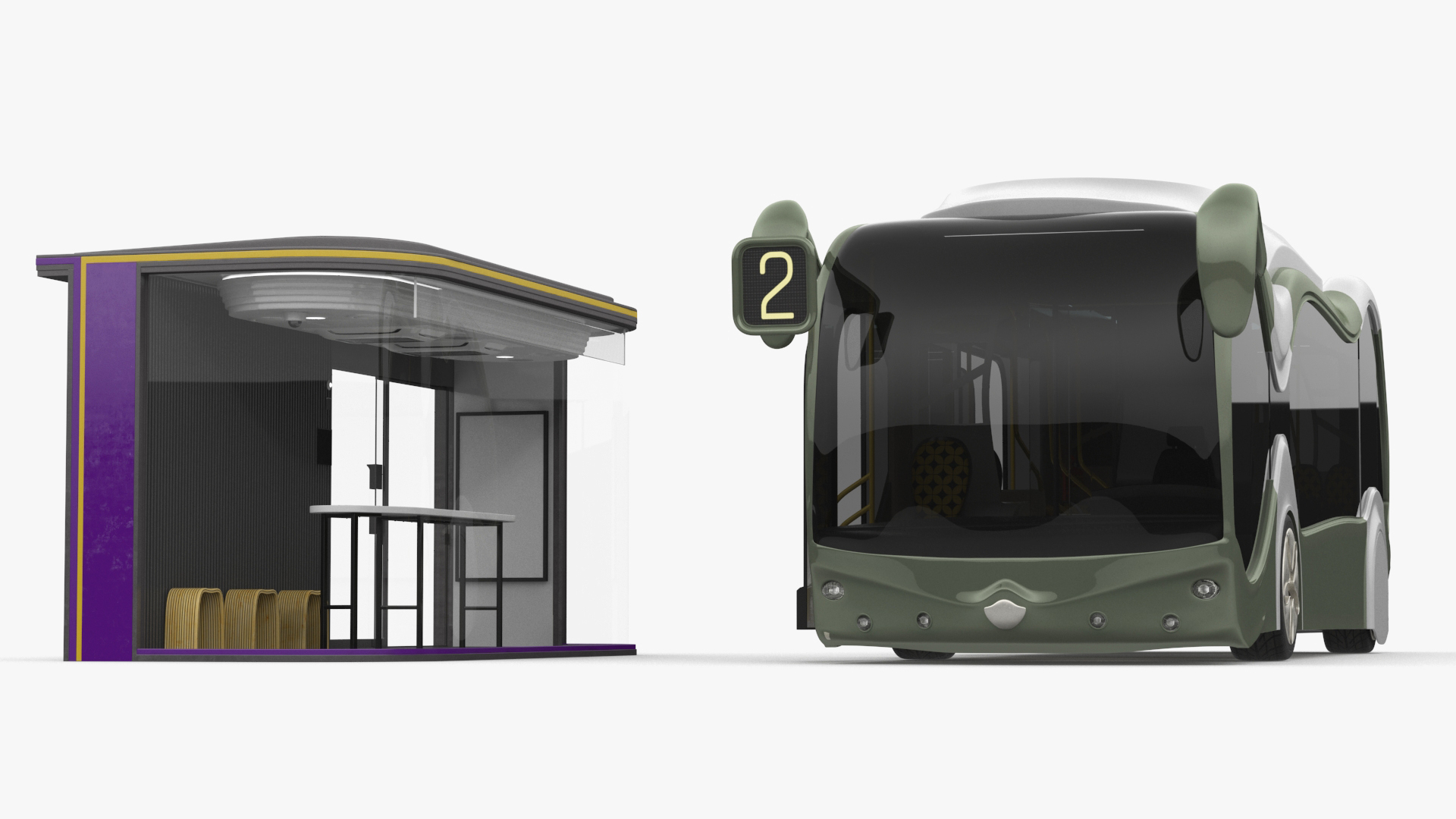 Futuristic Electric Bus at a Smart Stop 3D model