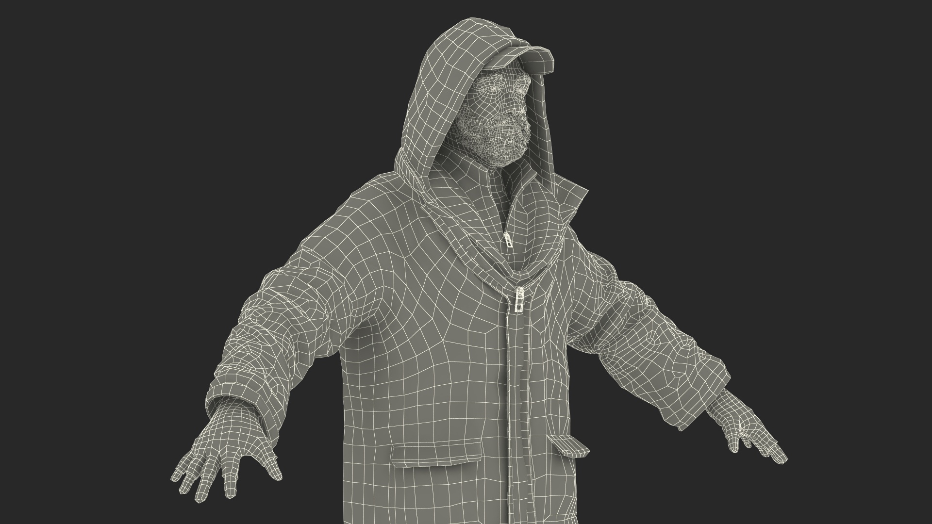 3D Homeless Old Man A-Pose model