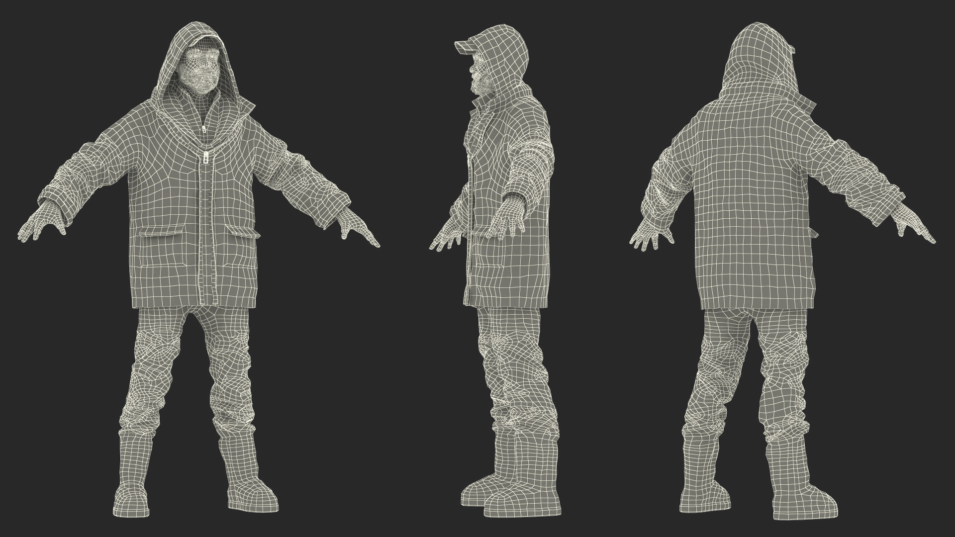 3D Homeless Old Man A-Pose model