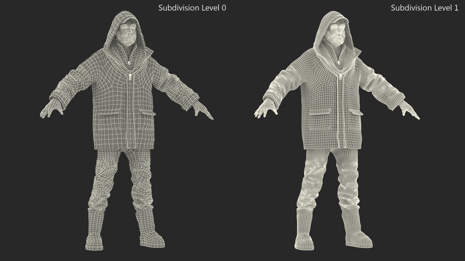 3D Homeless Old Man A-Pose model