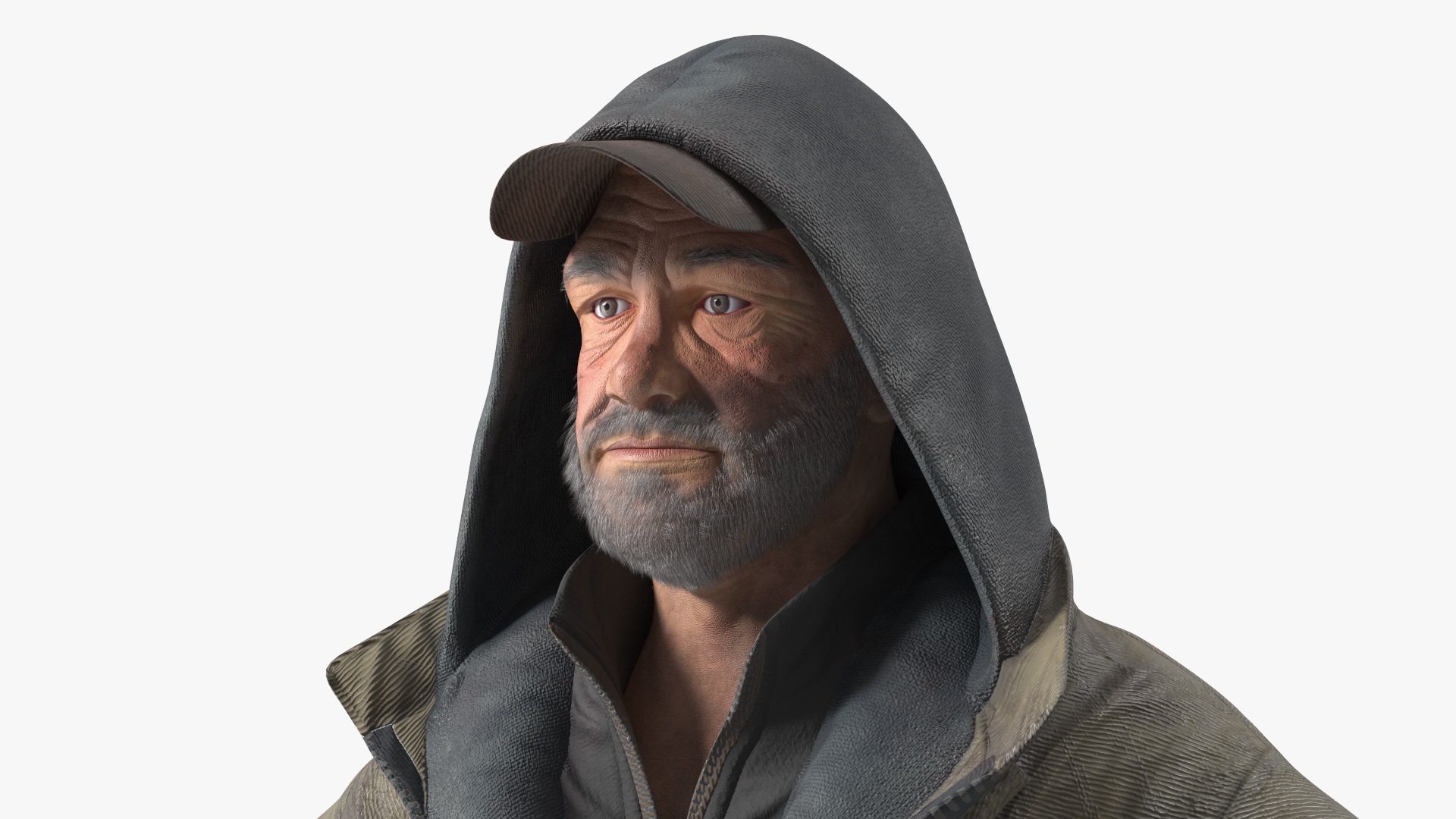 3D Homeless Old Man A-Pose model