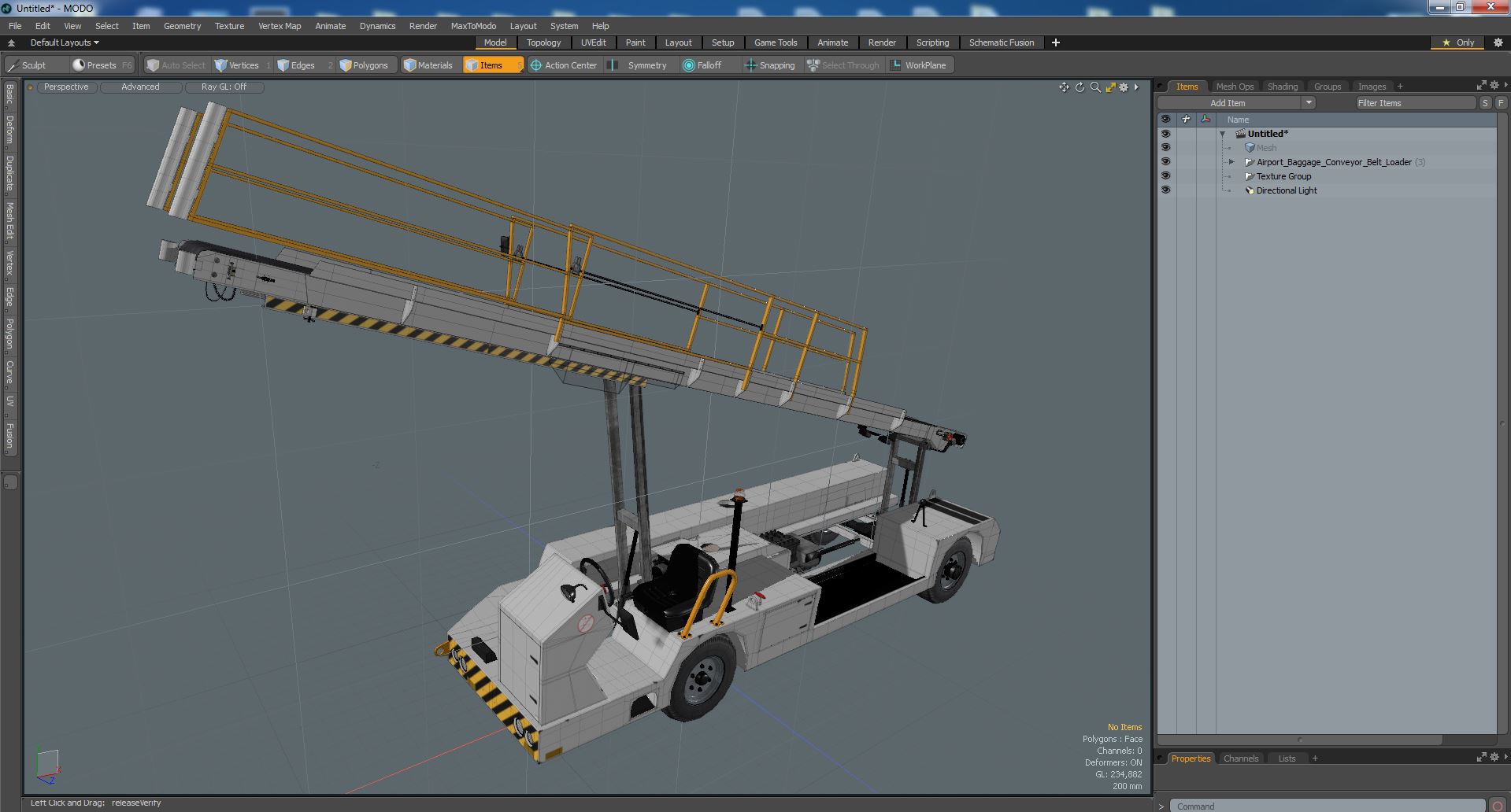 3D Airport Baggage Conveyor Belt Loader