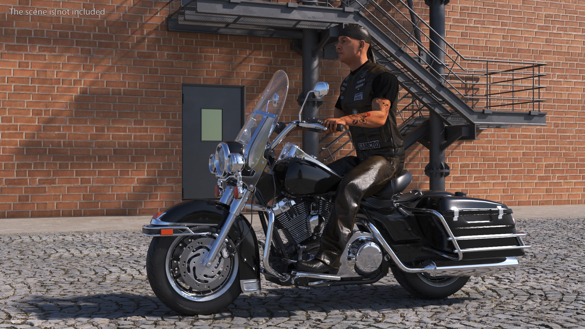 3D Road King Motorcycle with Biker