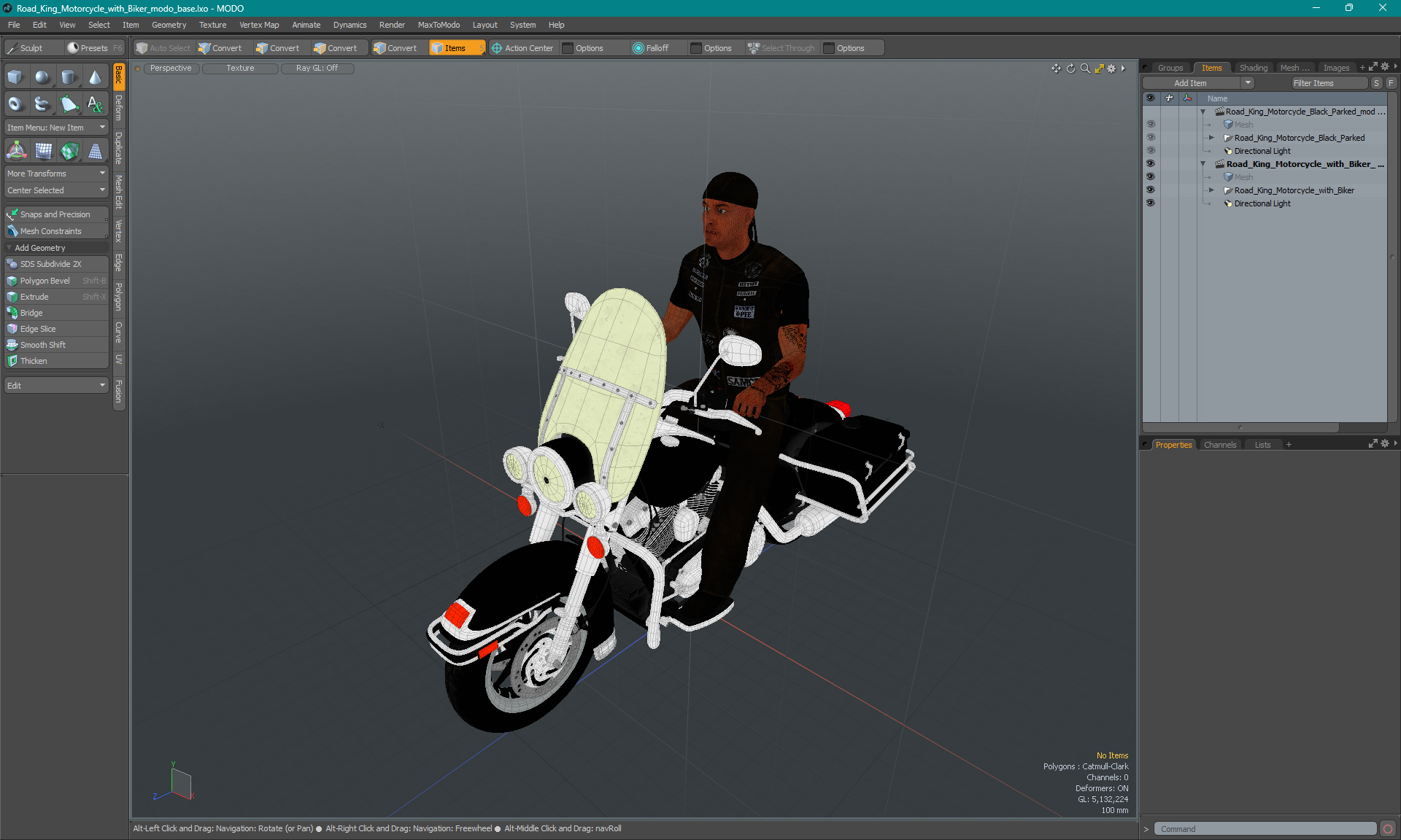 3D Road King Motorcycle with Biker