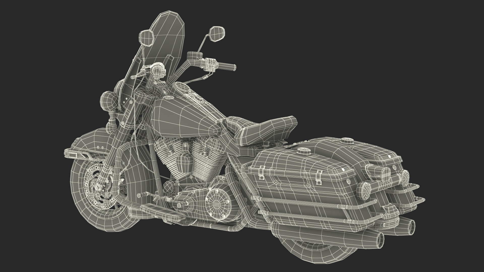 3D Road King Motorcycle with Biker