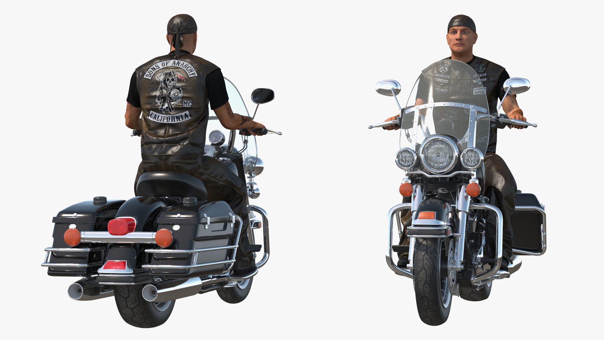 3D Road King Motorcycle with Biker