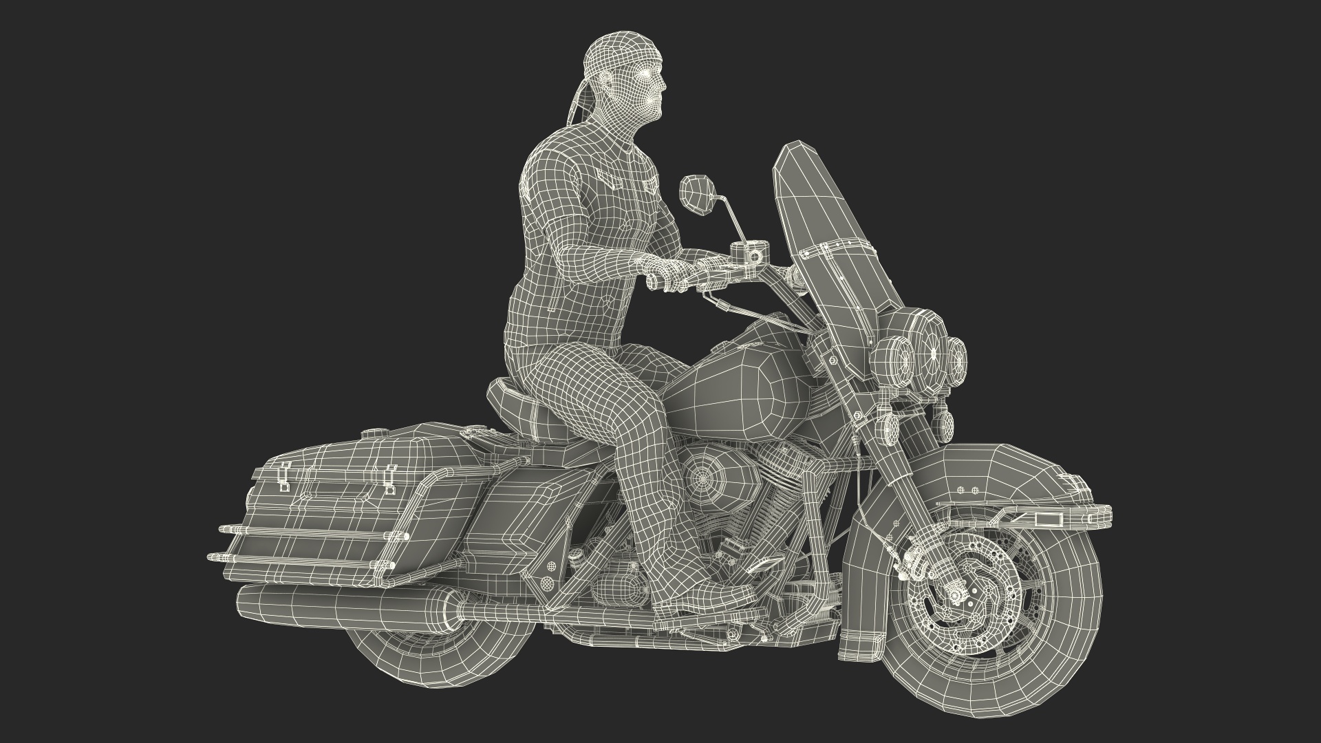 3D Road King Motorcycle with Biker