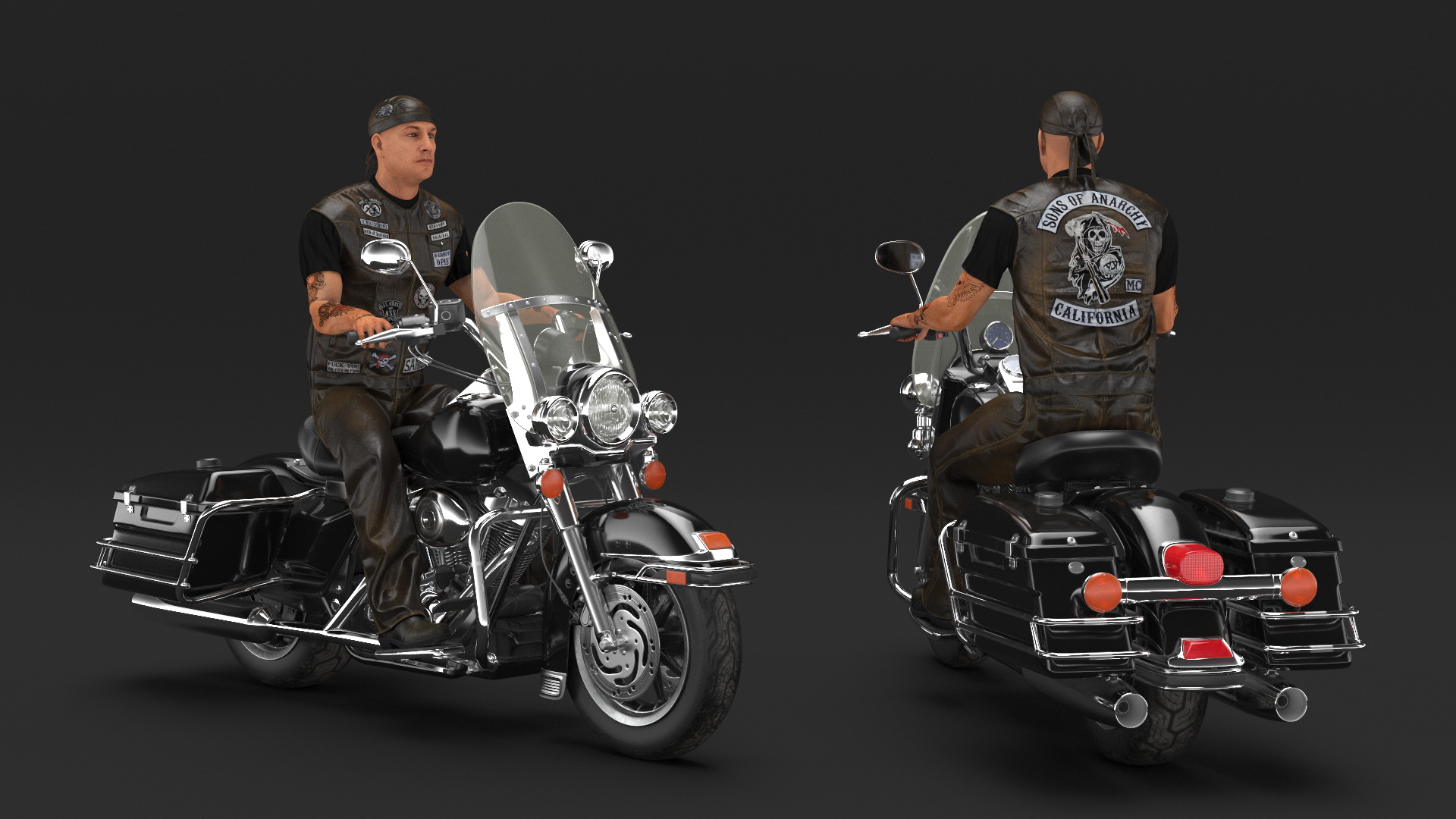 3D Road King Motorcycle with Biker