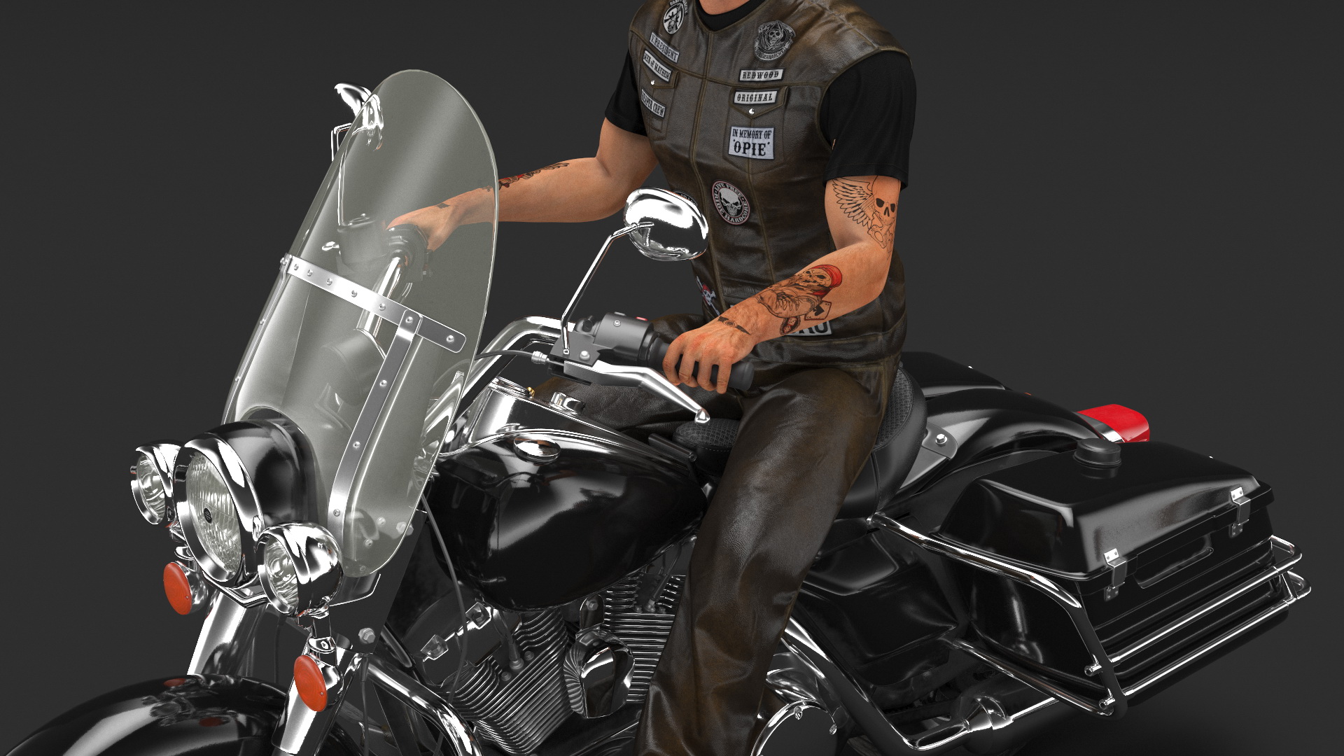 3D Road King Motorcycle with Biker