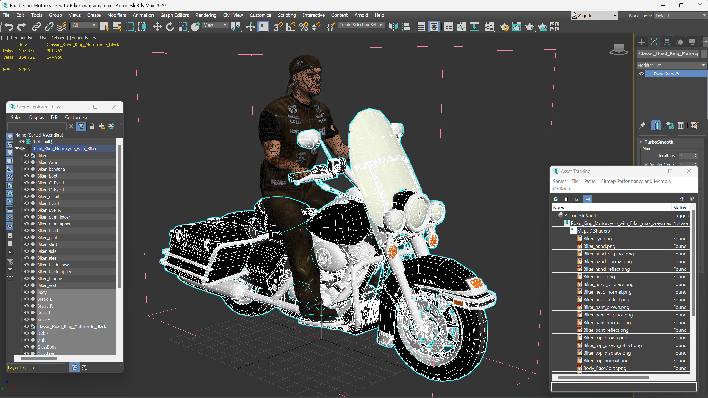 3D Road King Motorcycle with Biker